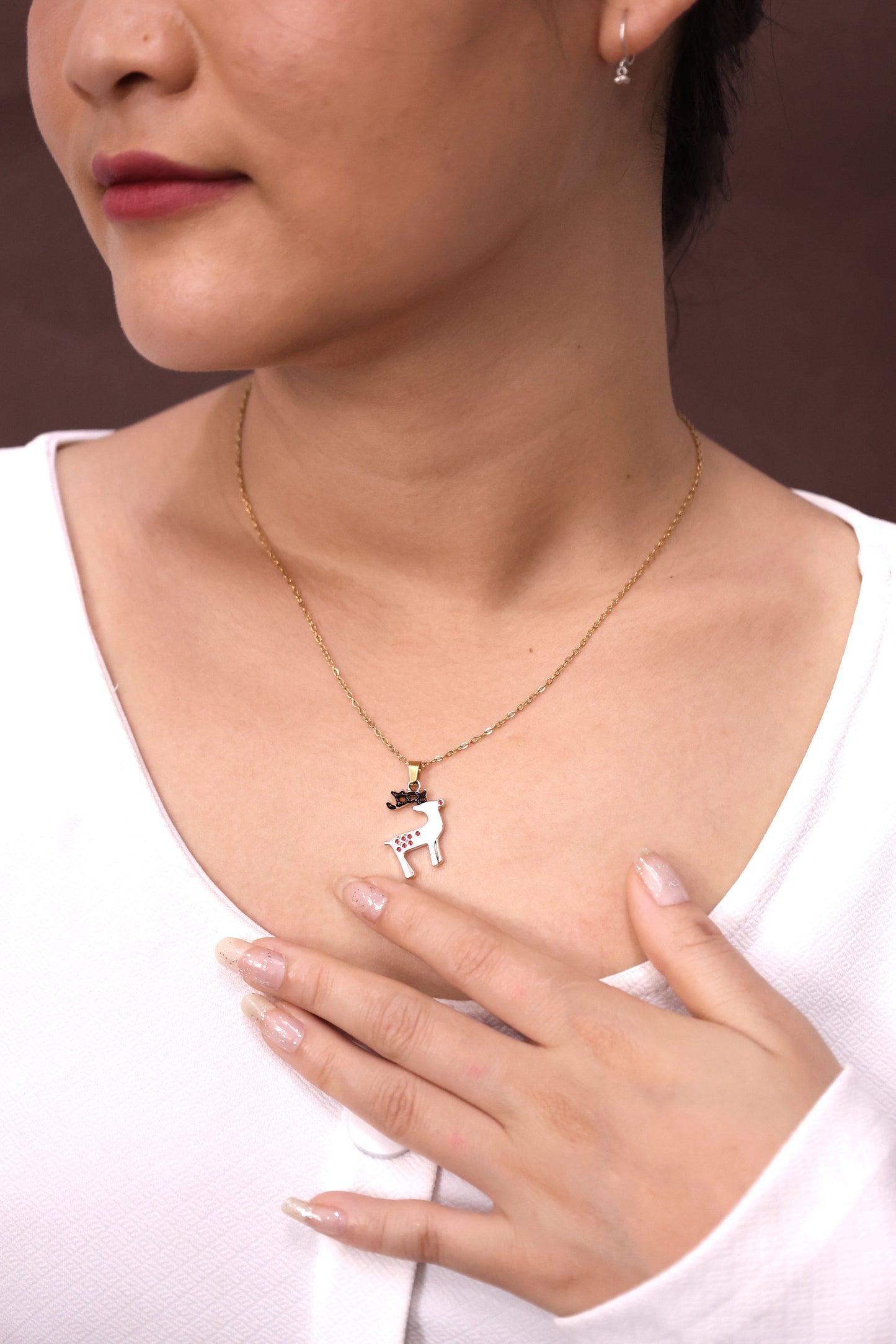 Festive Reindeer Pendant Necklace
