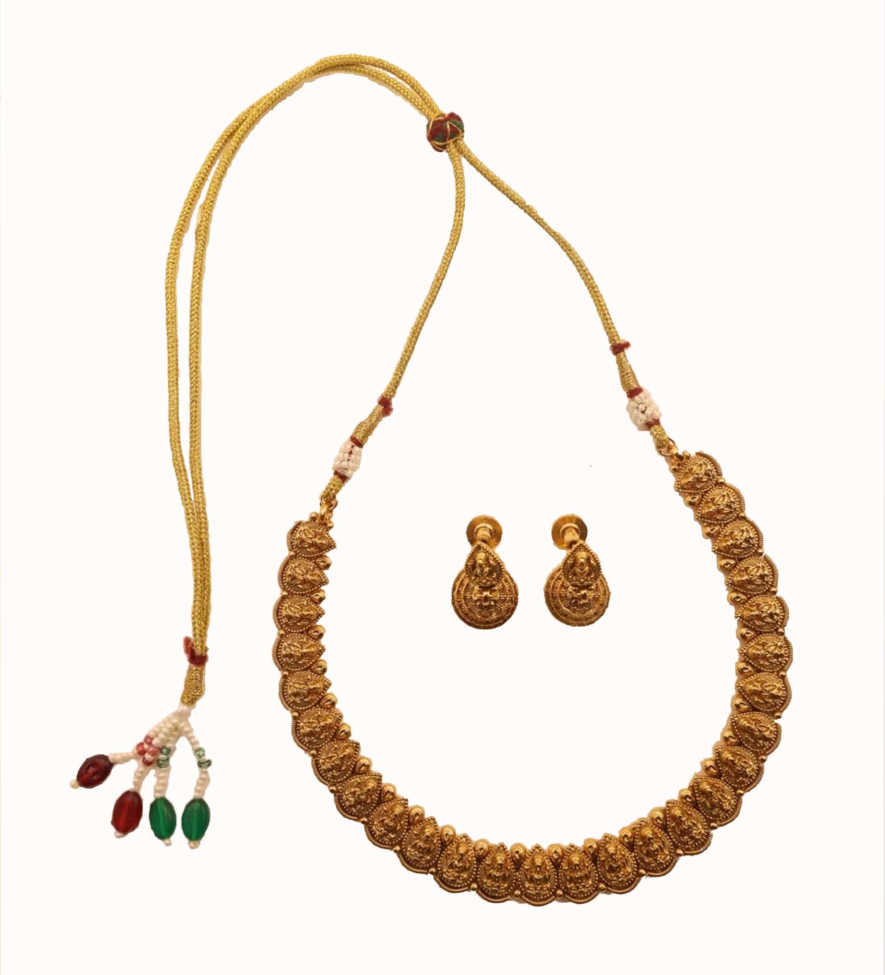 Rustic Gold Tear Drop Laxmi jewelry Set - Mywishtree