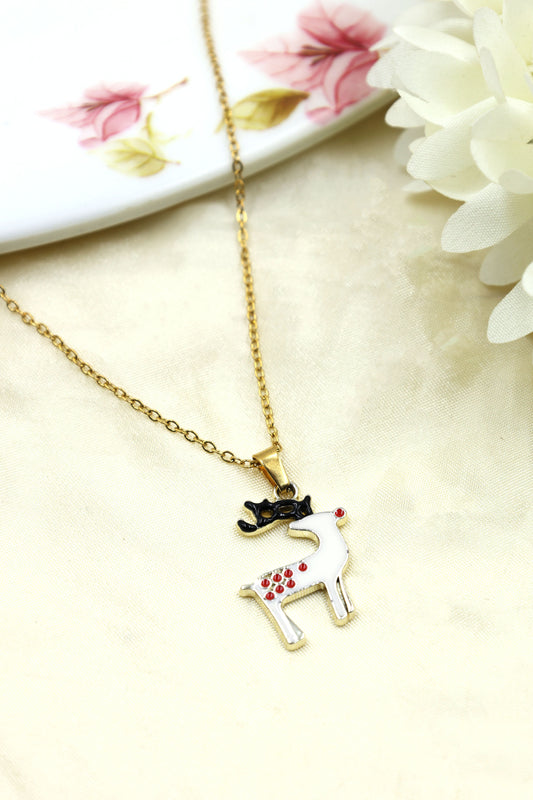 Festive Reindeer Pendant Necklace