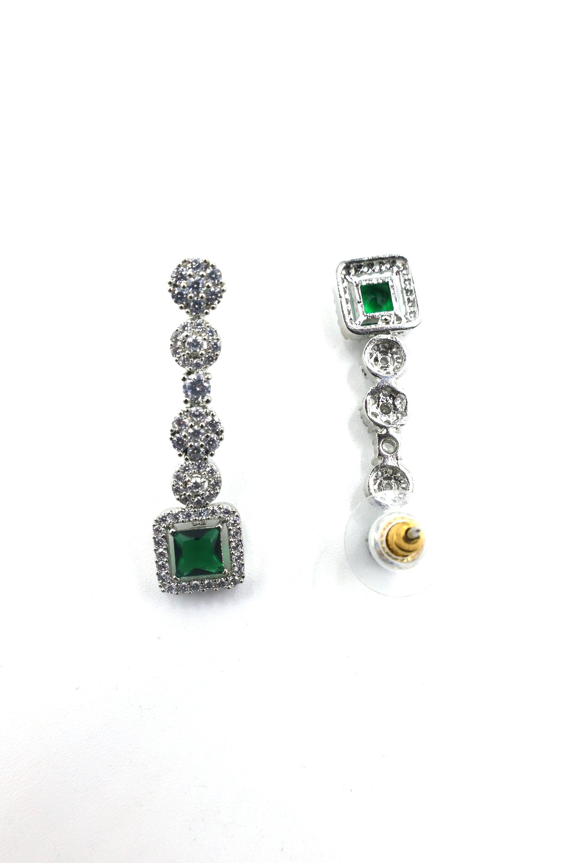 MyWishTree Rectangle and Flower American Diamond Necklace Set - Mywishtree