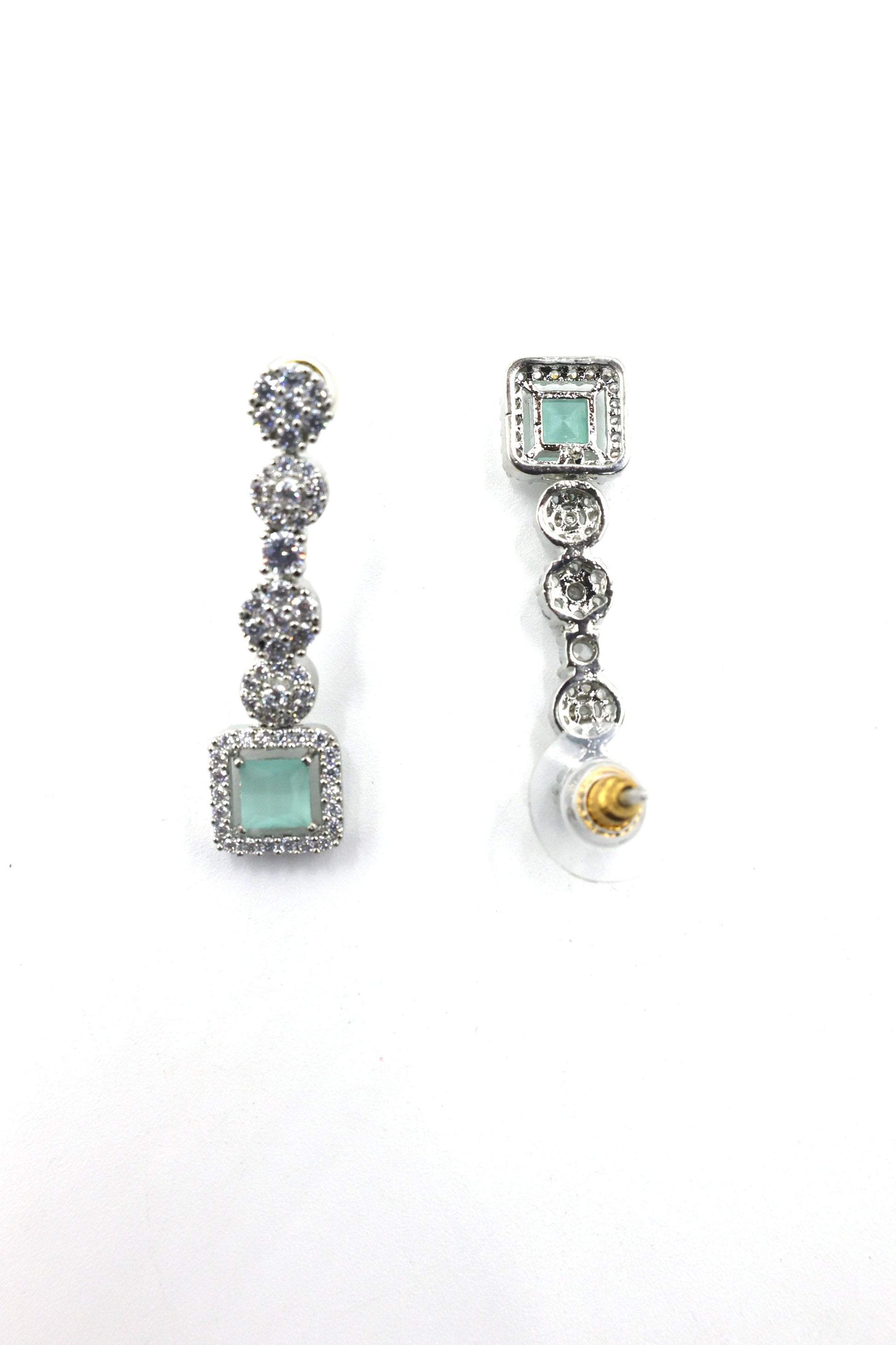 MyWishTree Rectangle and Flower American Diamond Necklace Set - Mywishtree