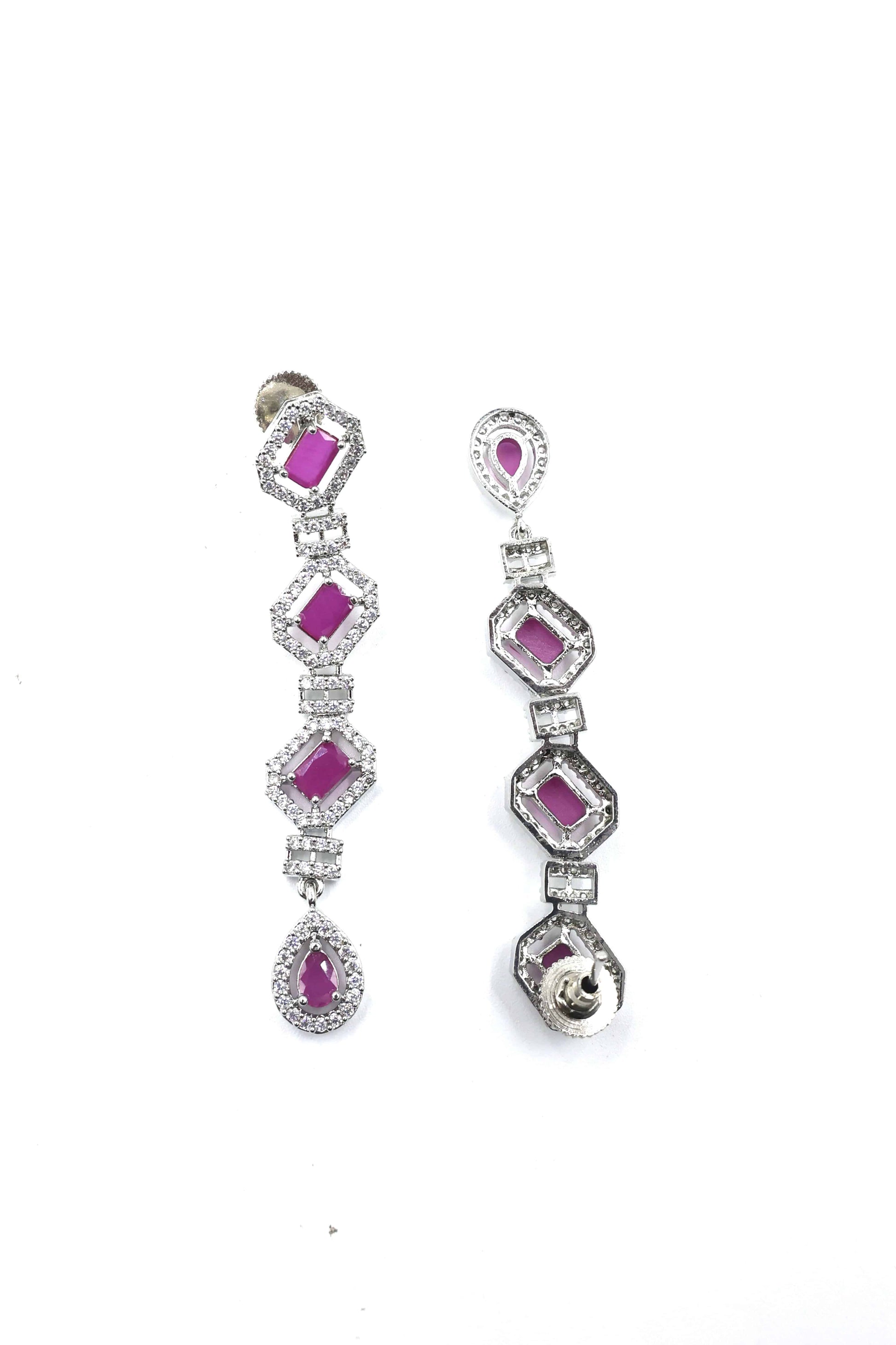 MywishTree Green American Diamond Necklace Set - Mywishtree