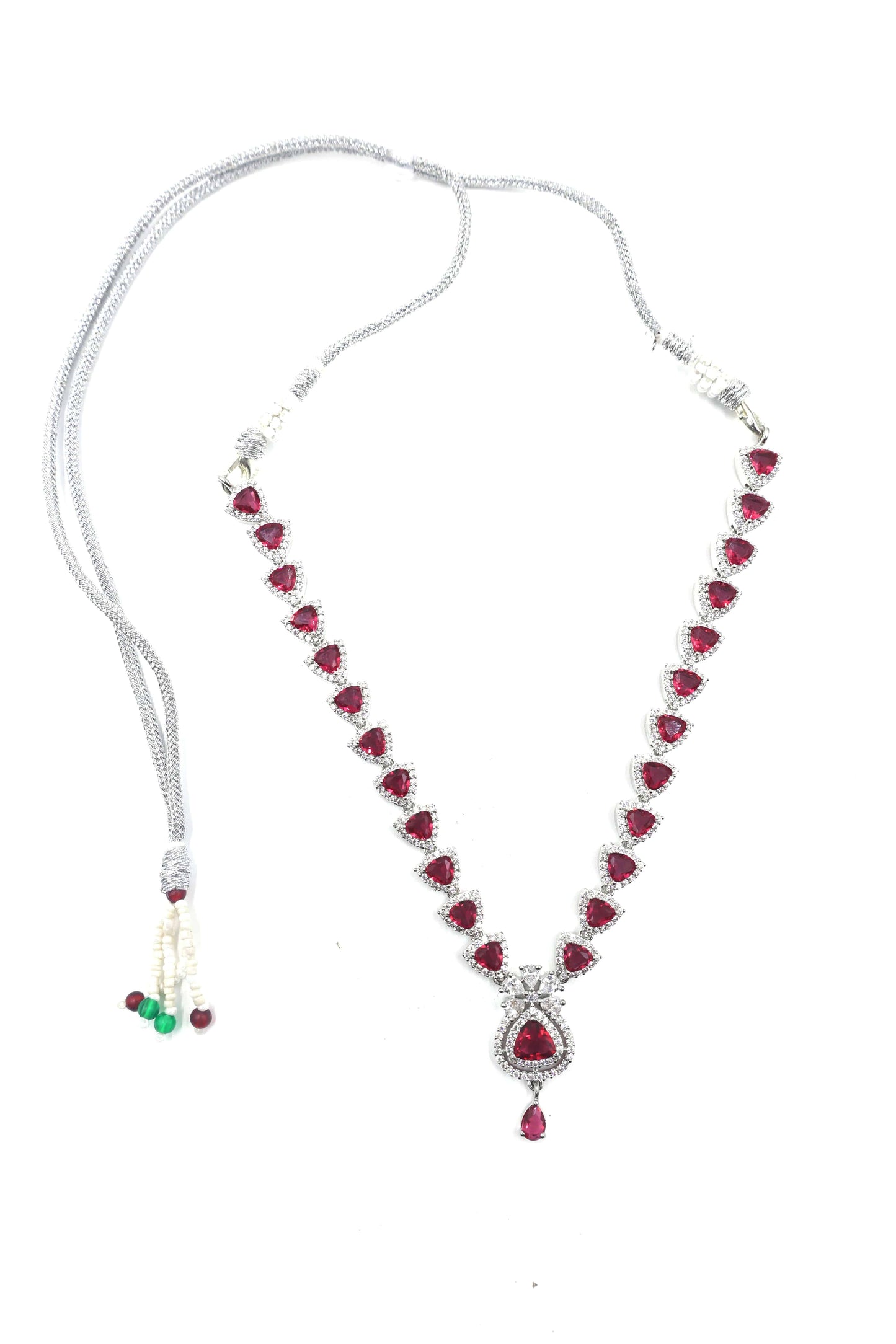 MywishTree Ruby American Diamond Necklace Set - Mywishtree