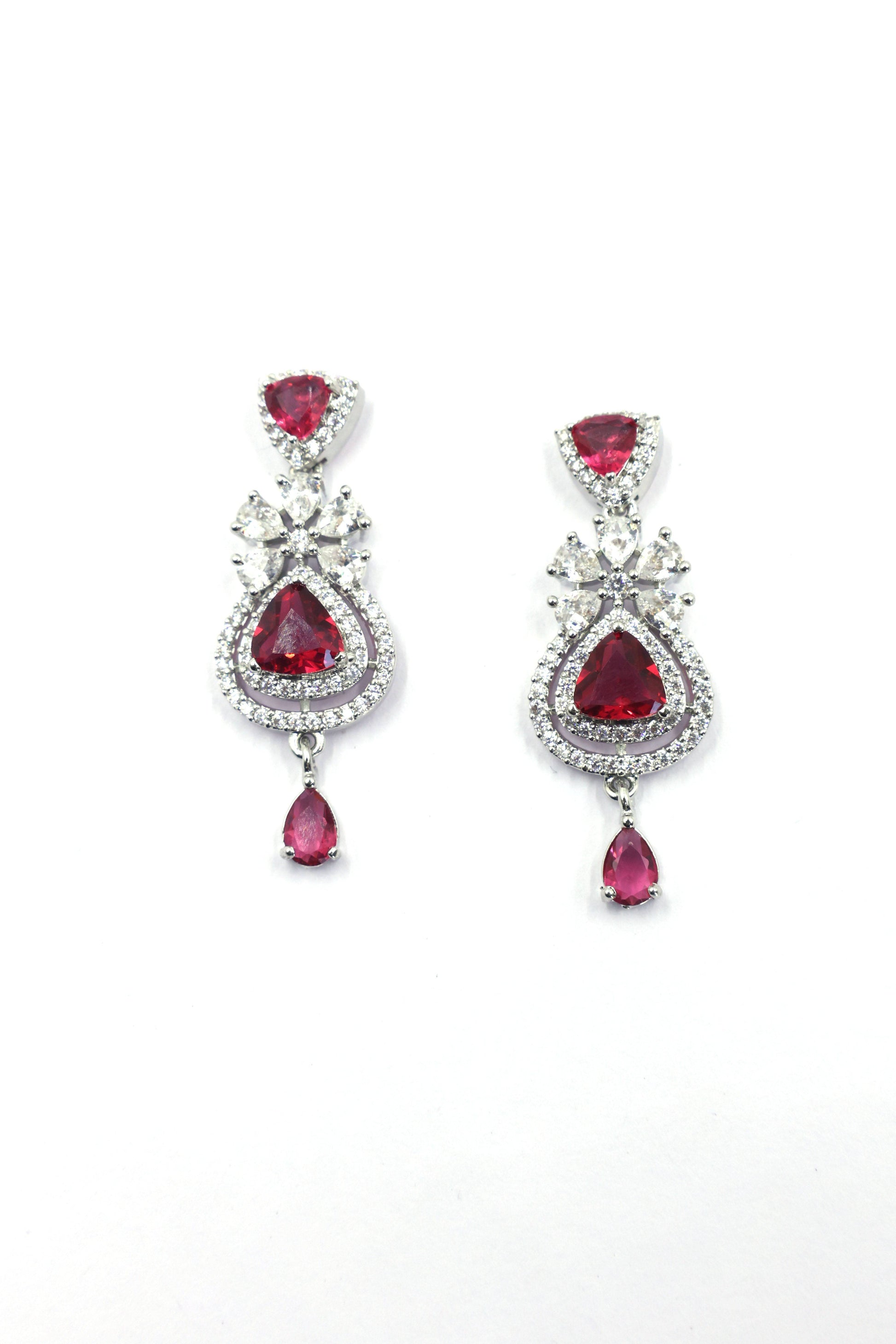 MywishTree Ruby American Diamond Necklace Set - Mywishtree