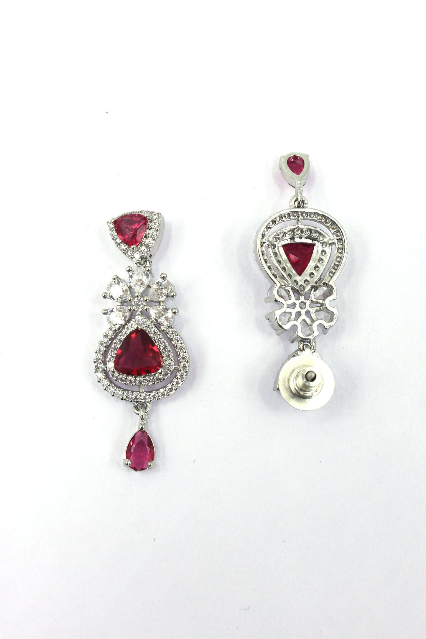 MywishTree Ruby American Diamond Necklace Set - Mywishtree