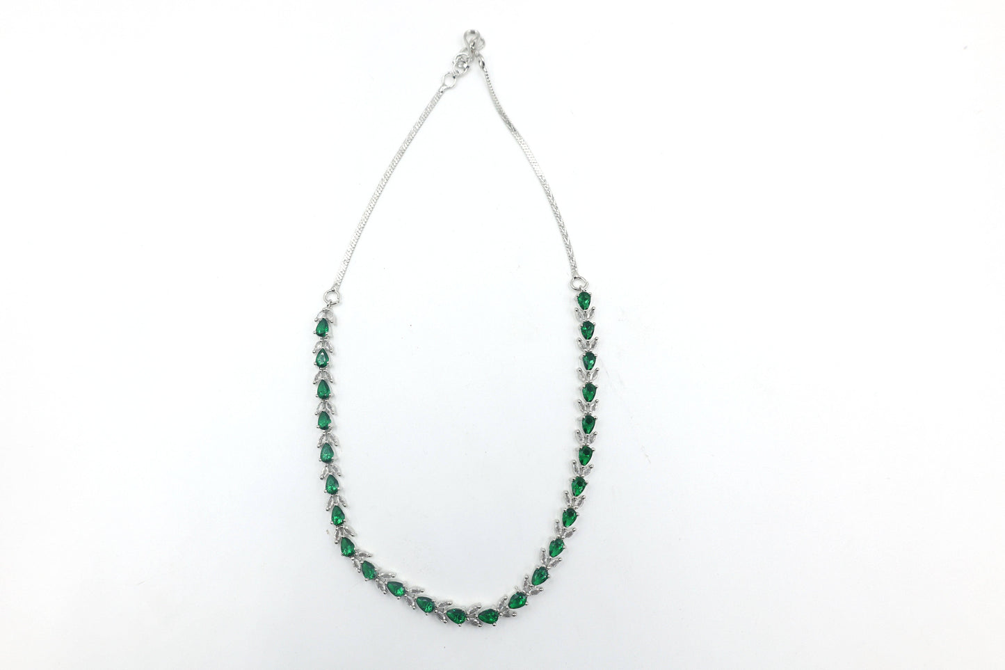 MywishTree Elegant Emerald American Diamond Necklace Set - Mywishtree