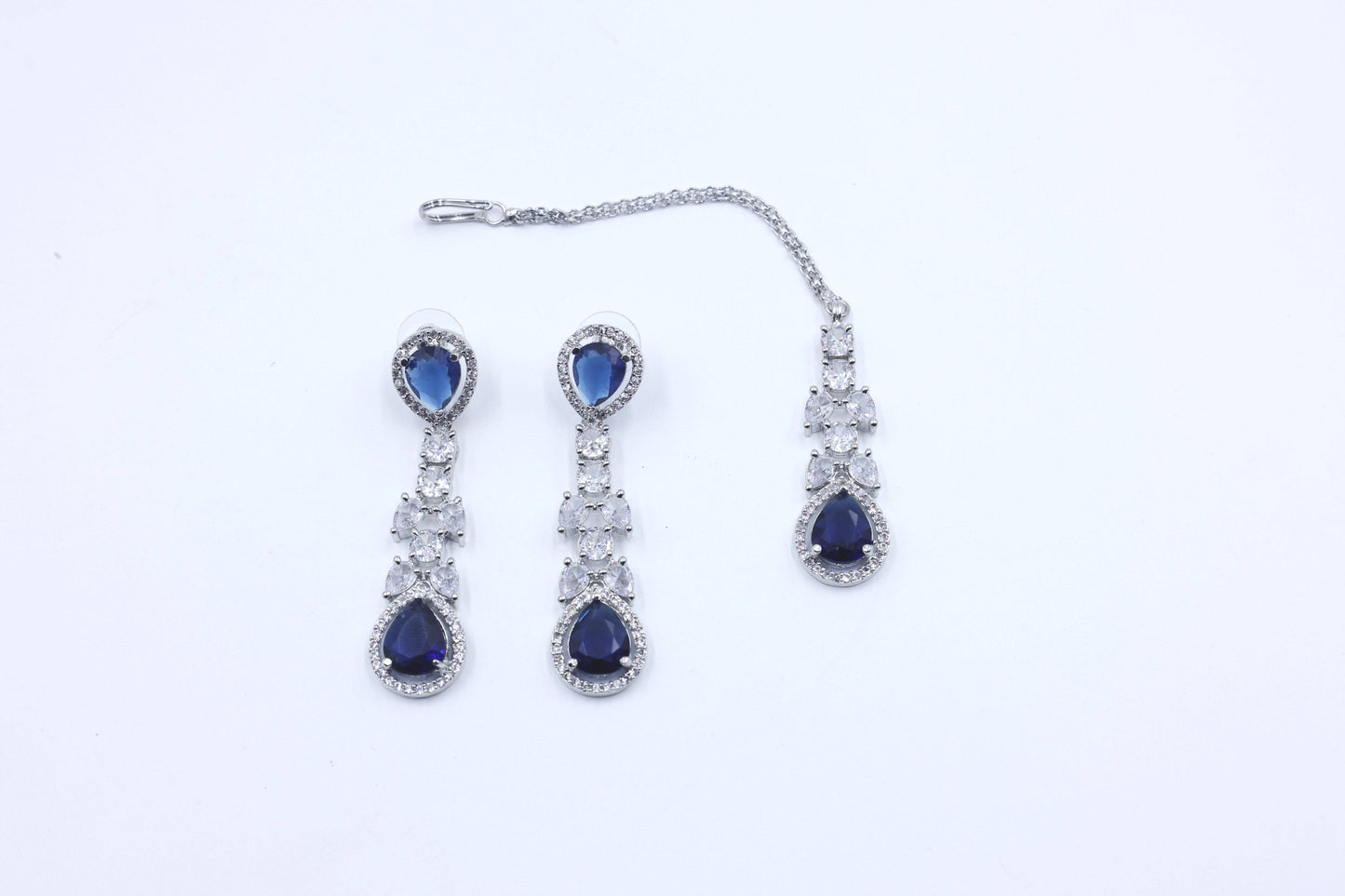 Sapphire Blue Diamond Earing,Party Wear Necklace Set,Mywishtree,Shining Jewelry Imitation Jewelry Brands in india
