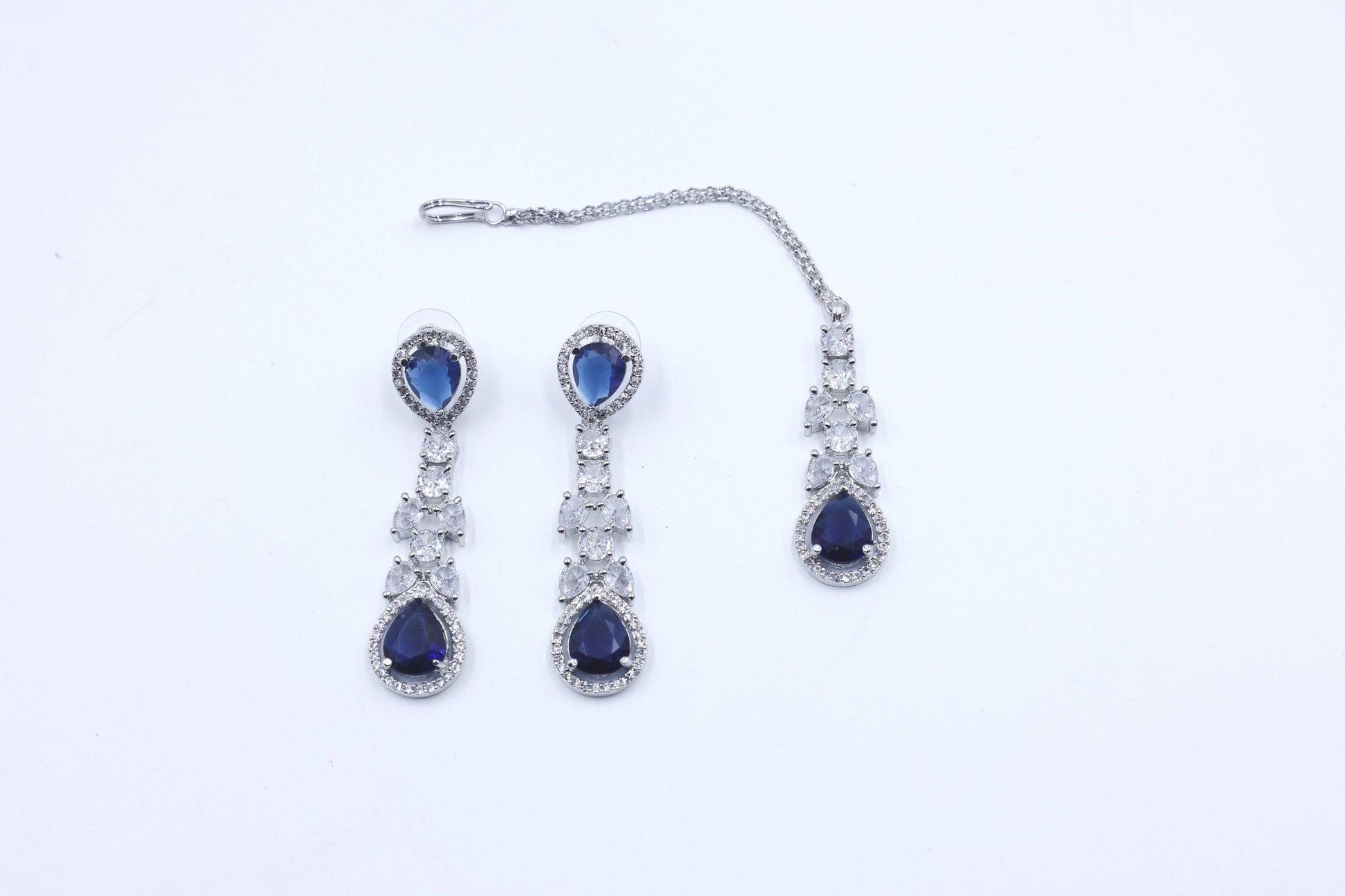 Sapphire Blue Diamond Earing,Party Wear Necklace Set,Mywishtree,Shining Jewelry Imitation Jewelry Brands in india