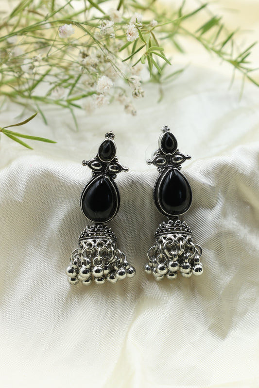 Classic Earring With Oxidised Plating Black - Mywishtree