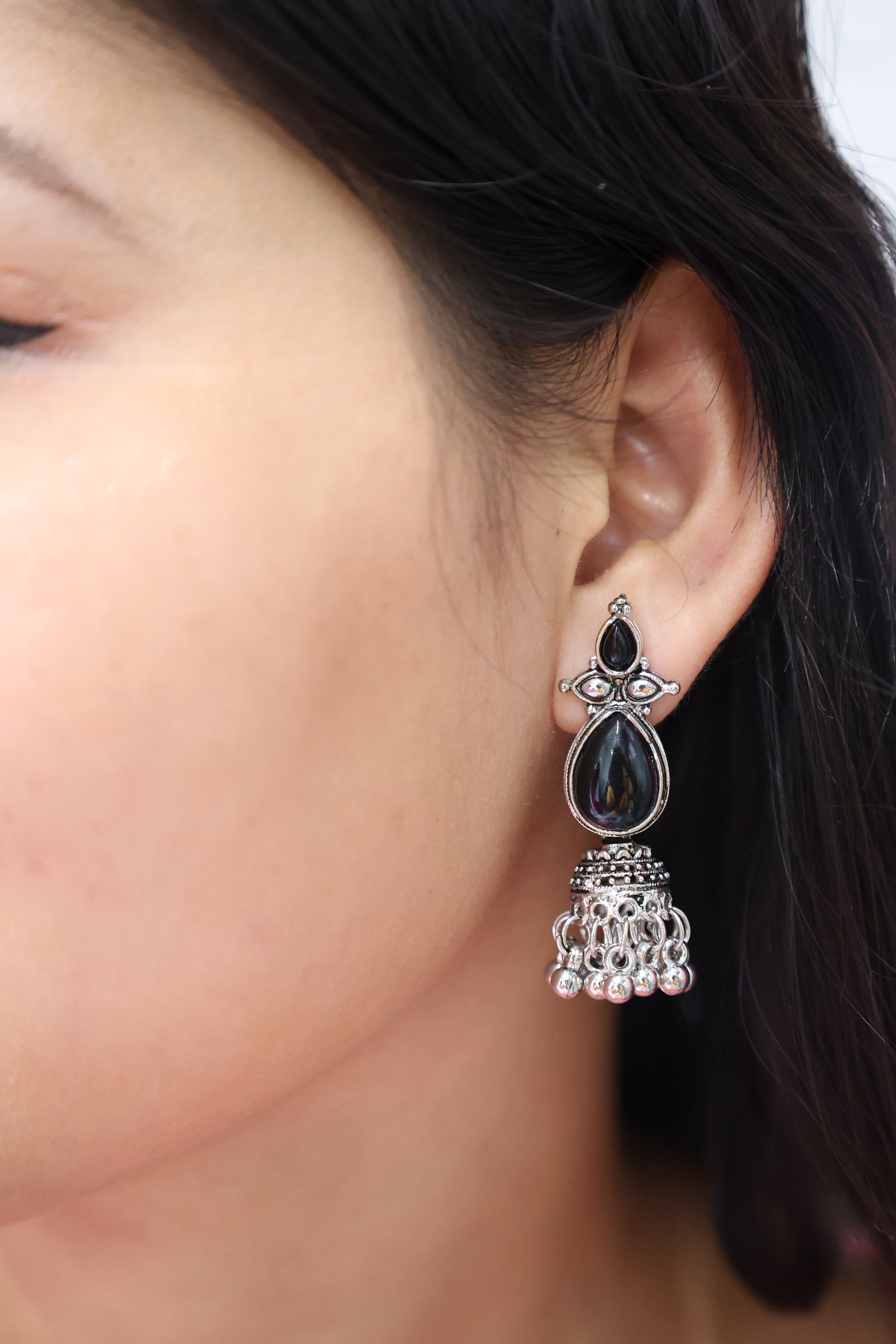 Classic Earring With Oxidised Plating Black - Mywishtree