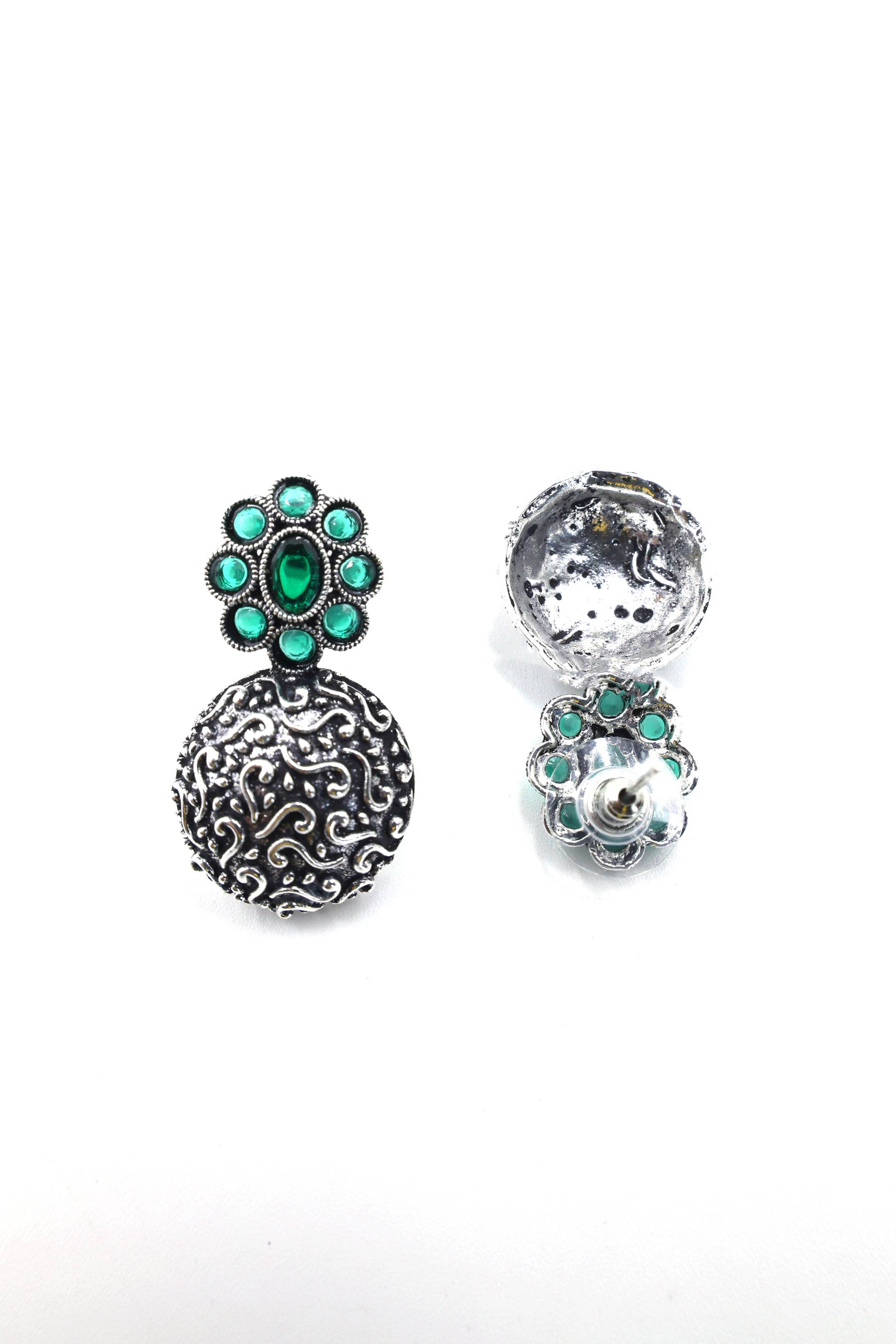 Dome Earrings with Oxidised Plating - Mywishtree
