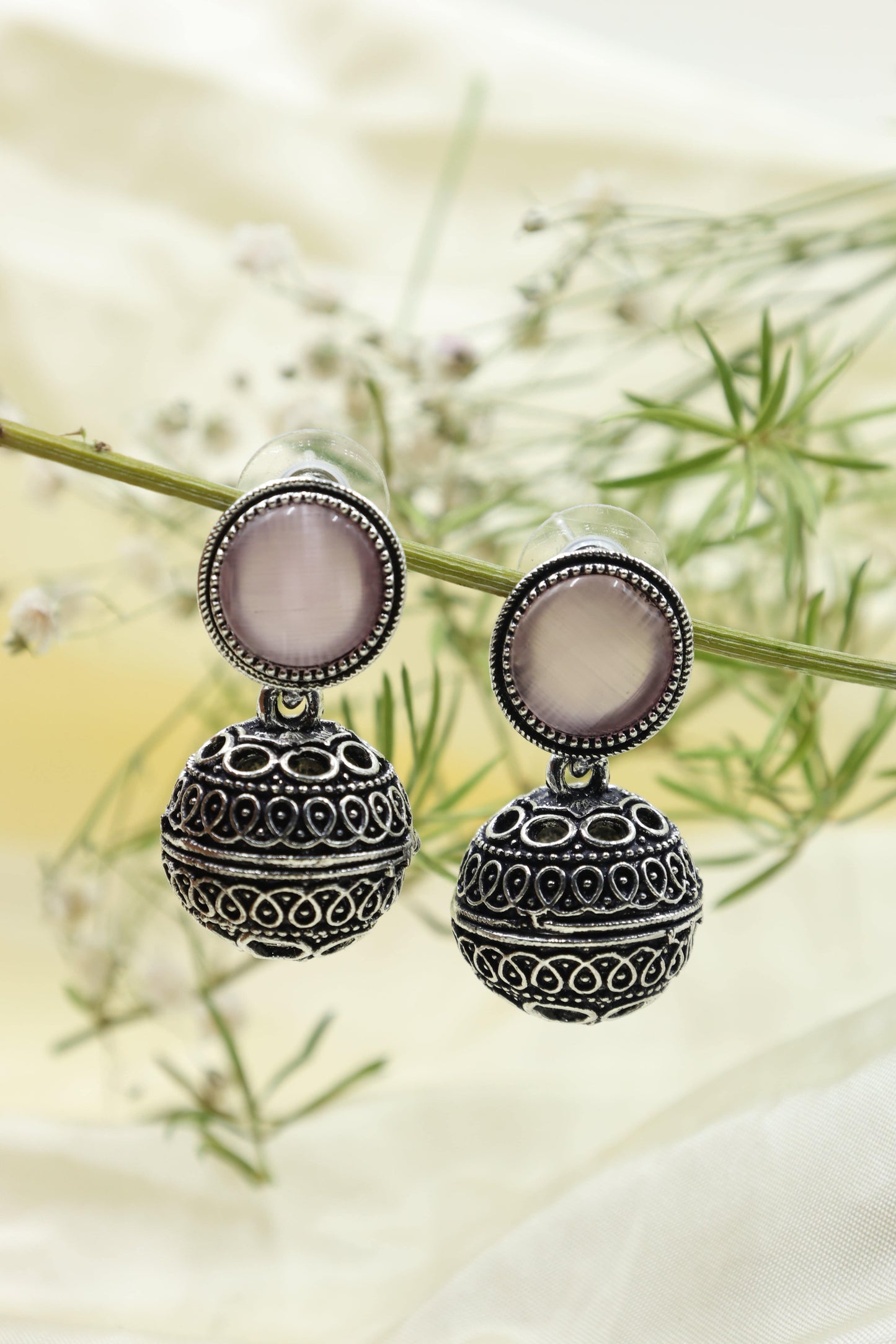 Antique Dome Earrings with Oxidised Plating, earrings for women, earrings and tikka set, earrings design artificial, artificial earrings design, latest artificial earrings for daily use, artificial golden earrings, earring ka design, earring ki design