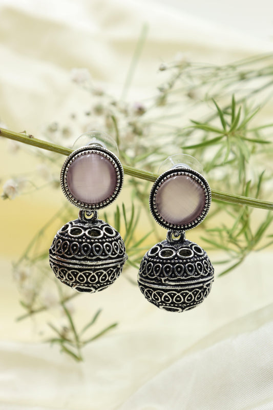 Antique Dome Earrings with Oxidised Plating, earrings for women, earrings and tikka set, earrings design artificial, artificial earrings design, latest artificial earrings for daily use, artificial golden earrings, earring ka design, earring ki design