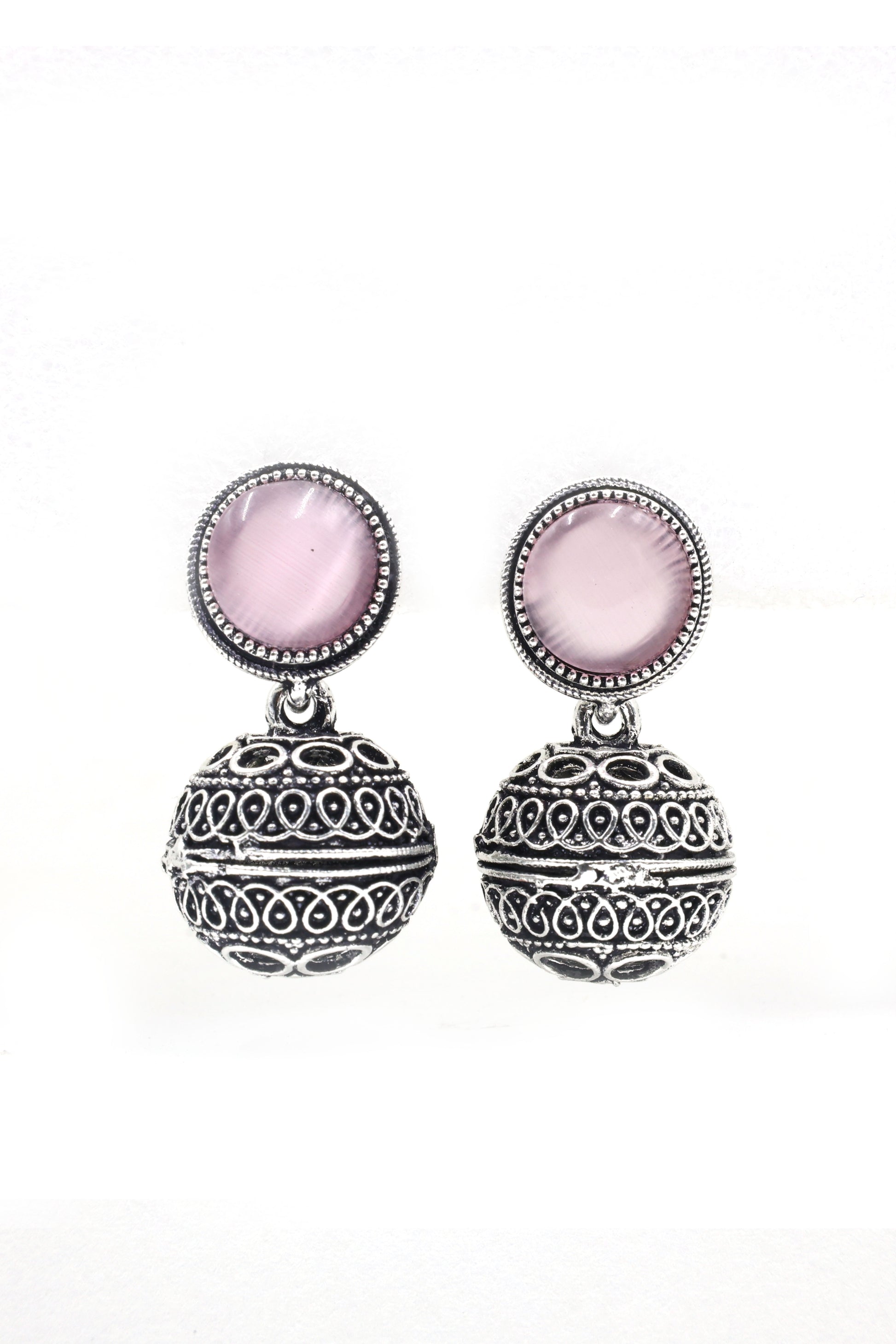 Antique Dome Earrings with Oxidised Plating - Mywishtree