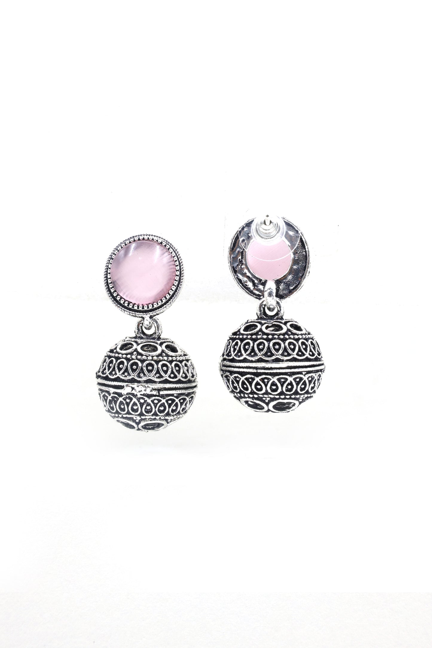 Antique Dome Earrings with Oxidised Plating - Mywishtree