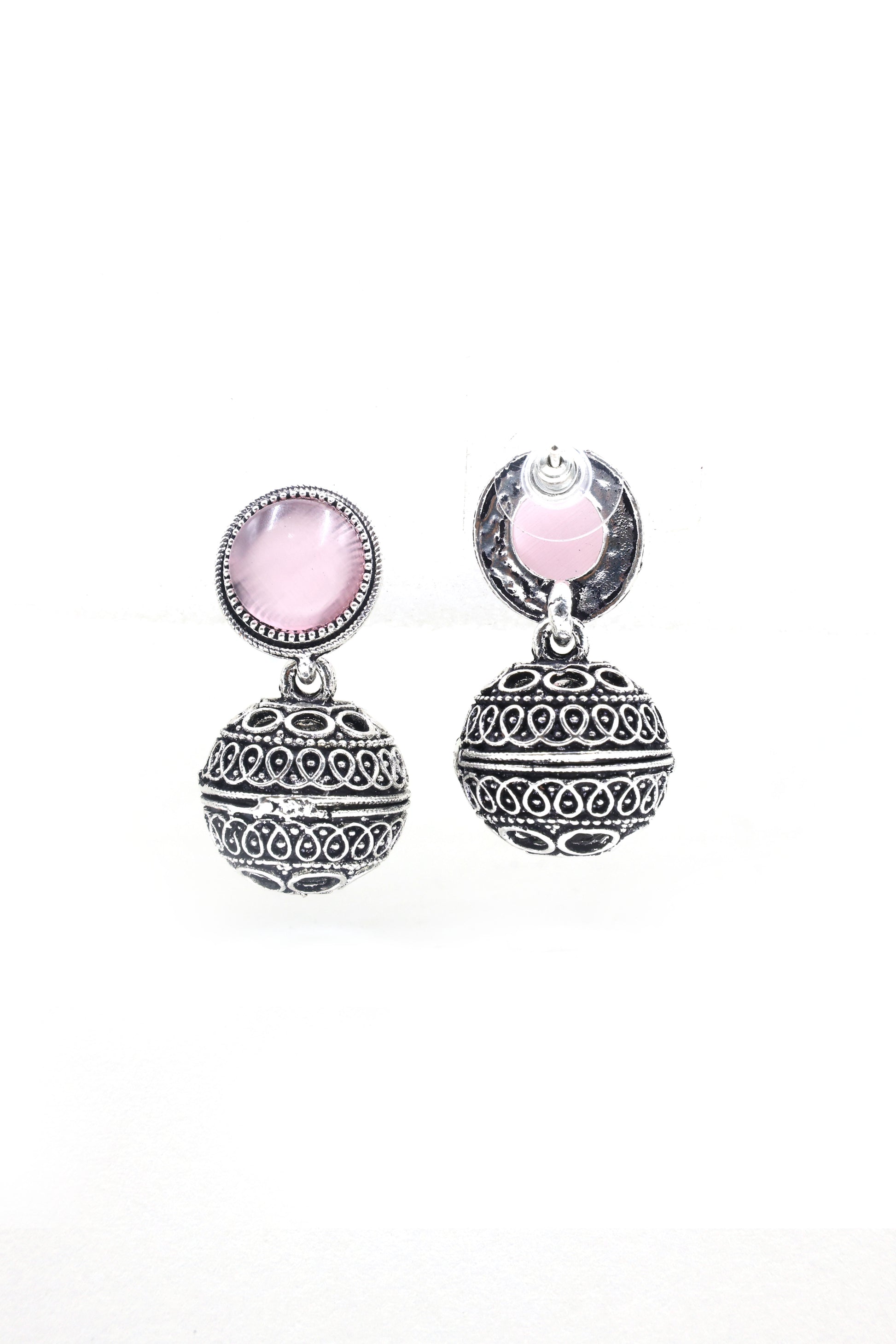 Antique Dome Earrings with Oxidised Plating - Mywishtree