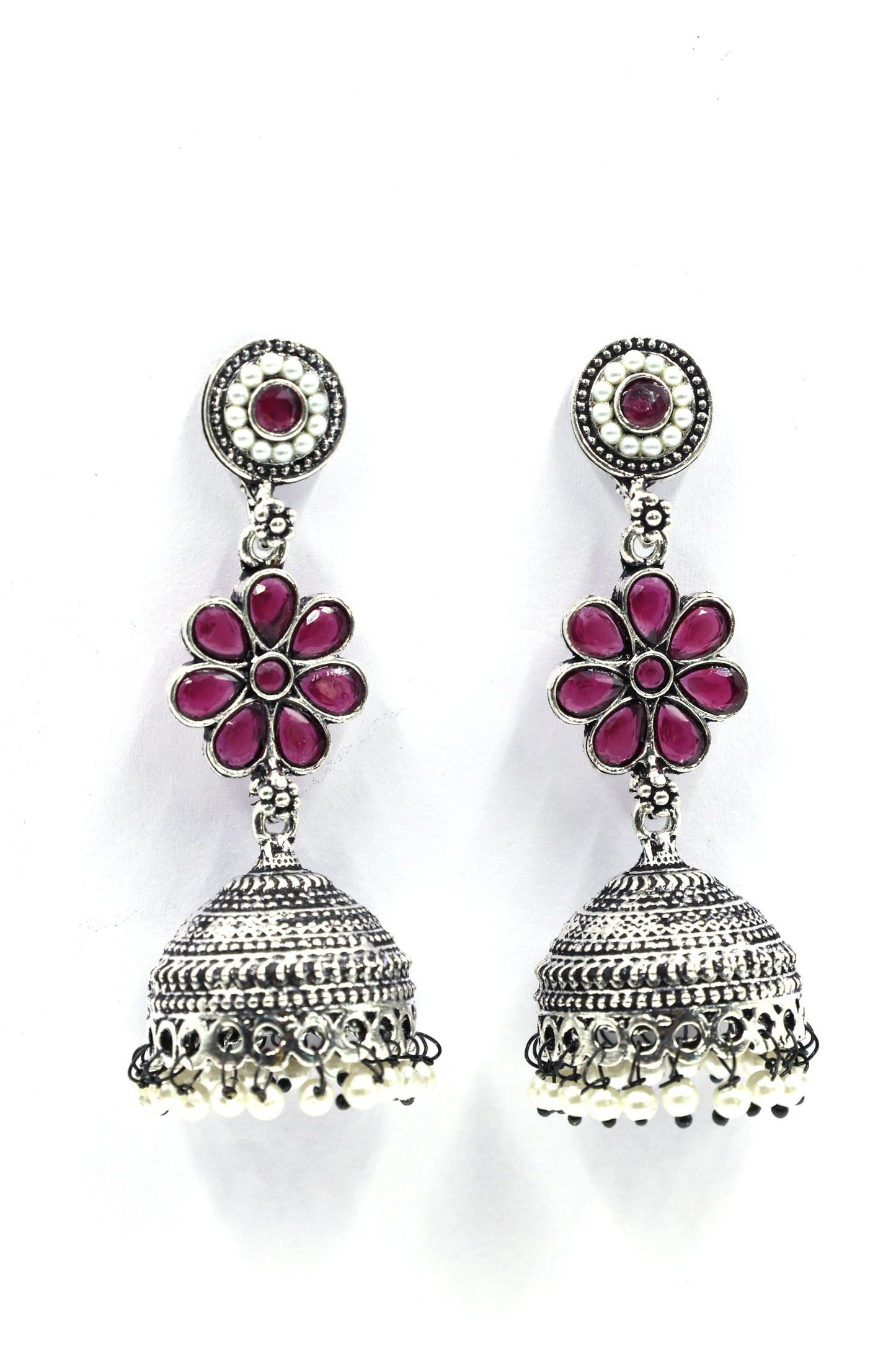 Oxidized Silver Jhumka Earrings - Mywishtree