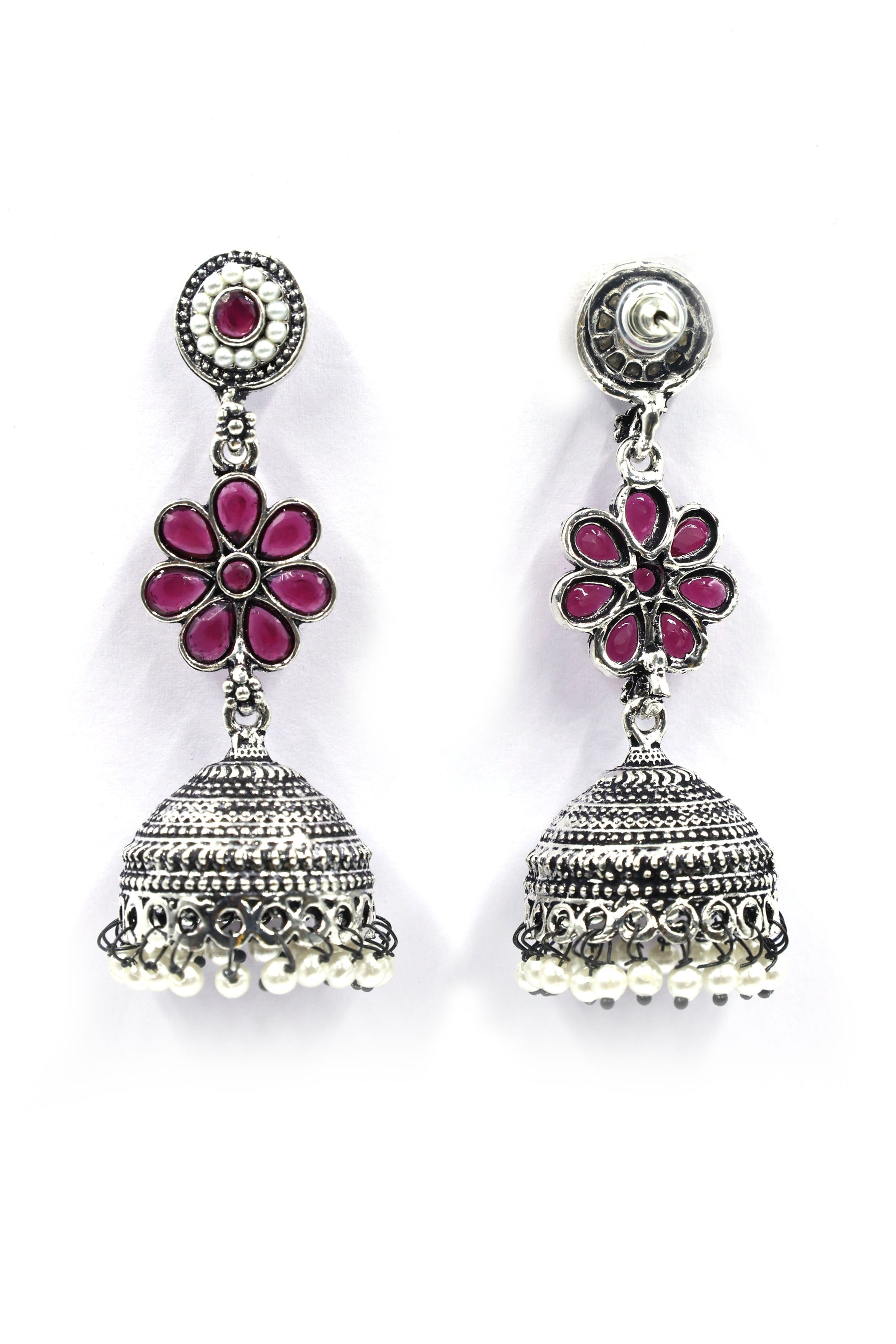 Oxidized Silver Jhumka Earrings - Mywishtree
