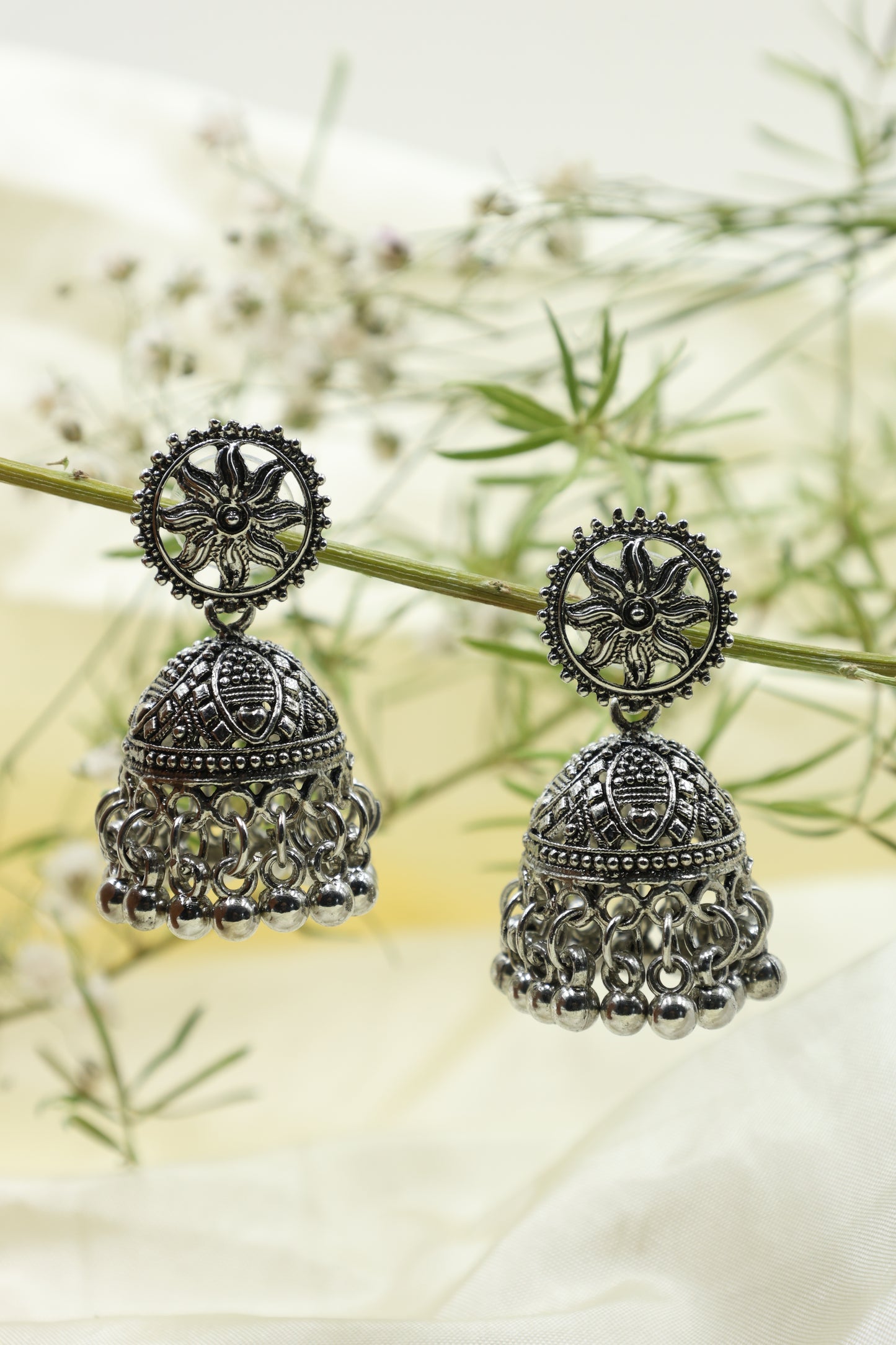 Classic Jhumka Earring With Oxidised Plating - Mywishtree
