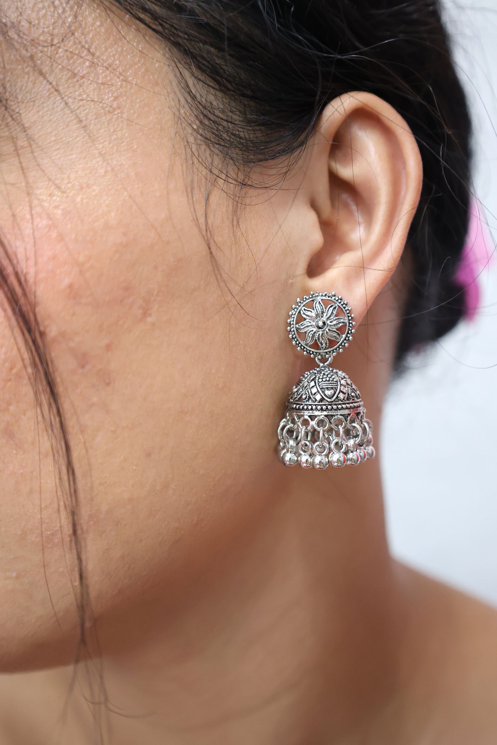 Classic Jhumka Earring With Oxidised Plating - Mywishtree