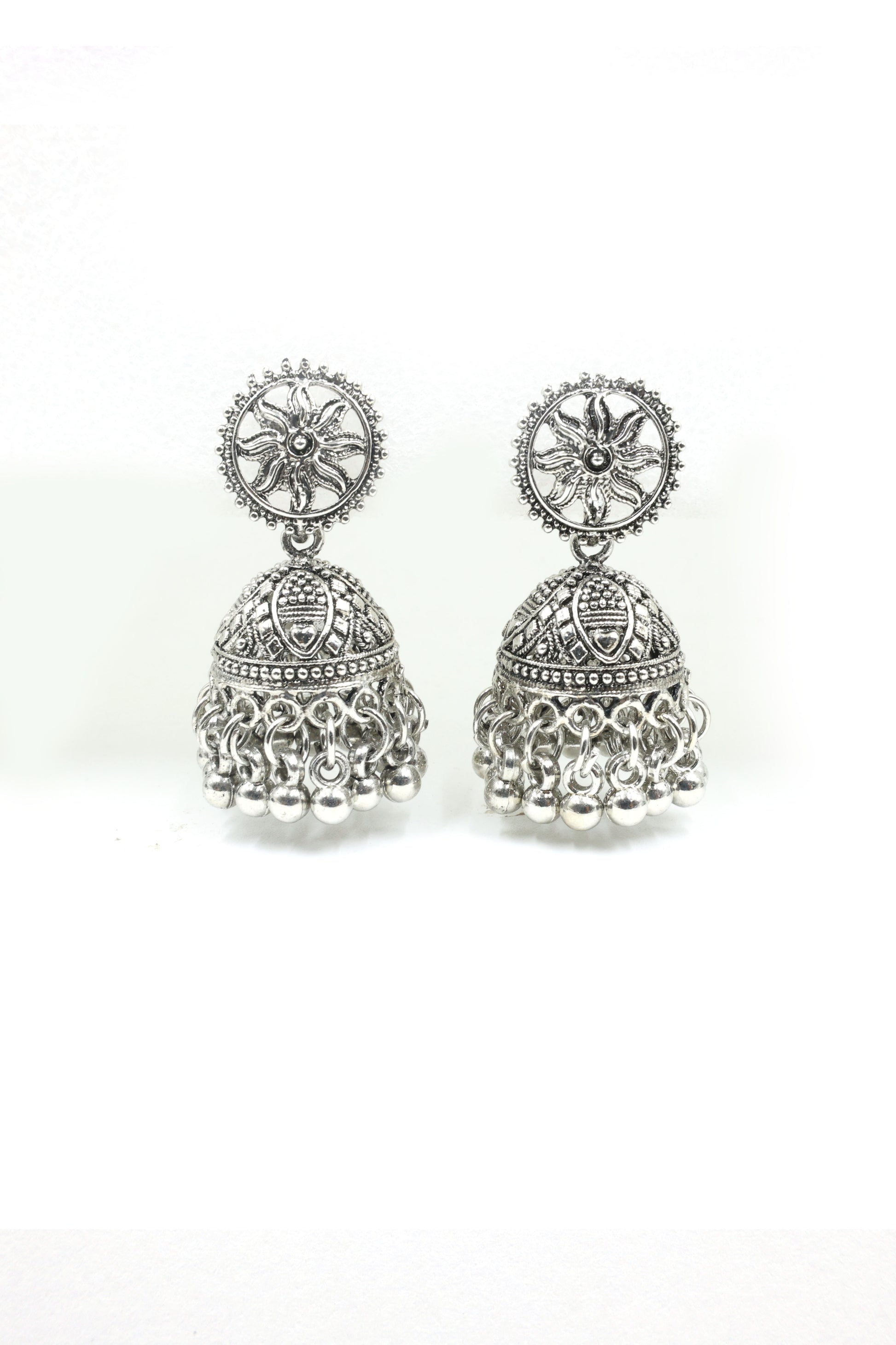 Classic Jhumka Earring With Oxidised Plating - Mywishtree