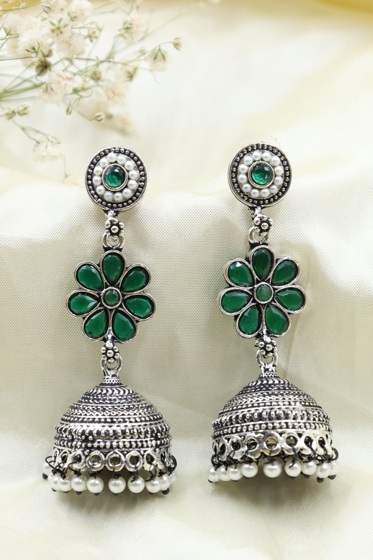 Oxidized Silver Jhumka Earrings - Mywishtree