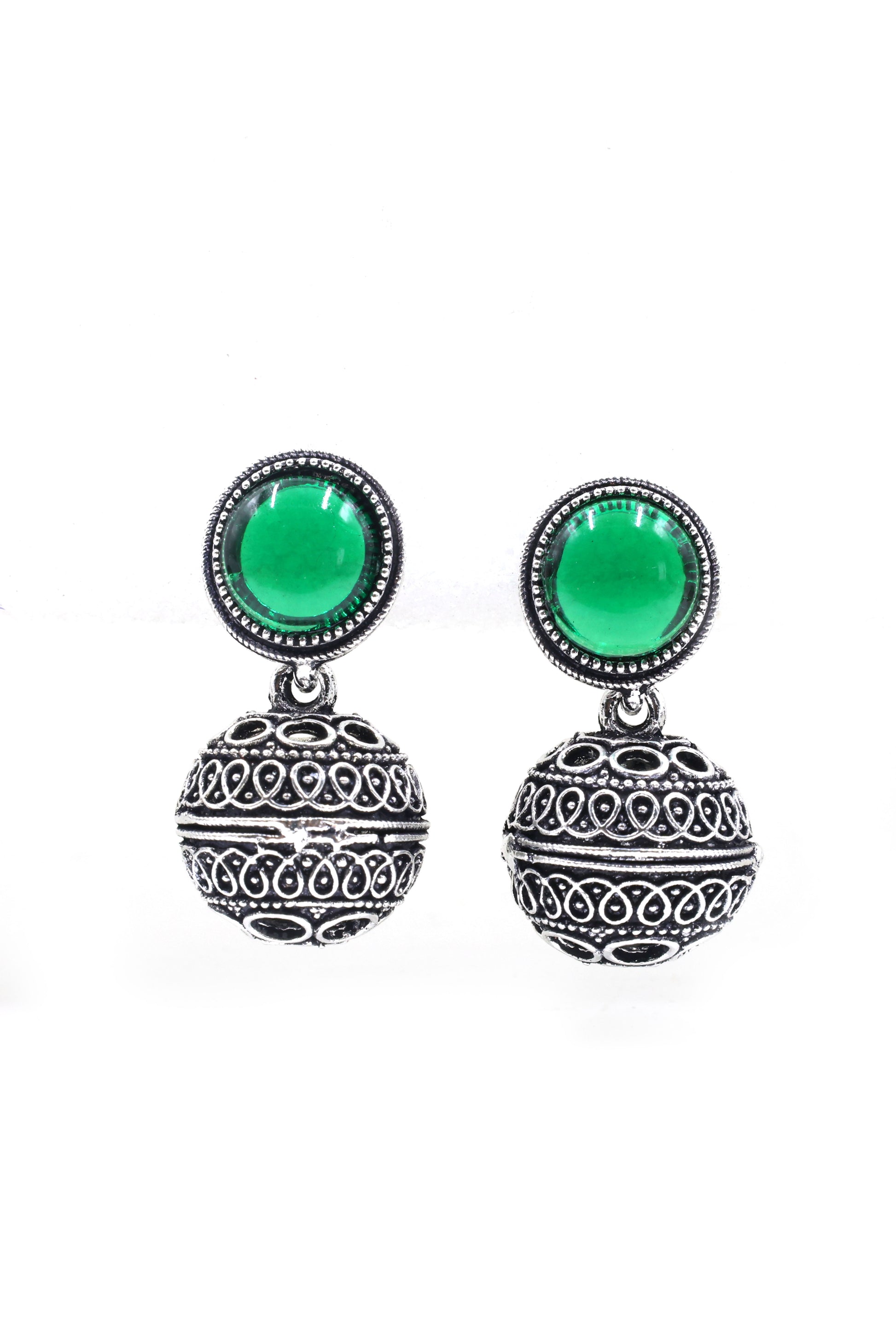 Antique Dome Earrings with Oxidised Plating - Mywishtree
