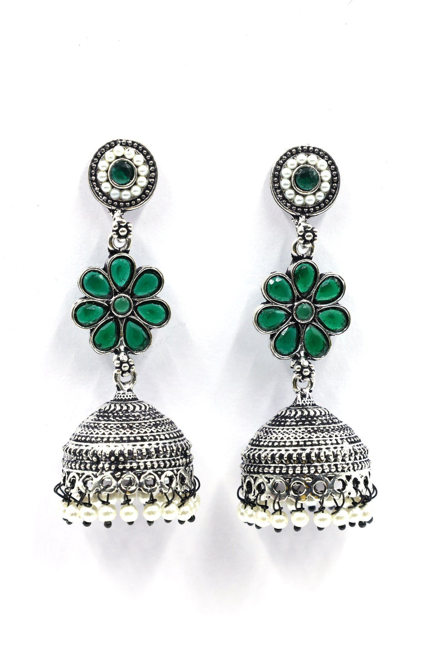 Oxidized Silver Jhumka Earrings - Mywishtree