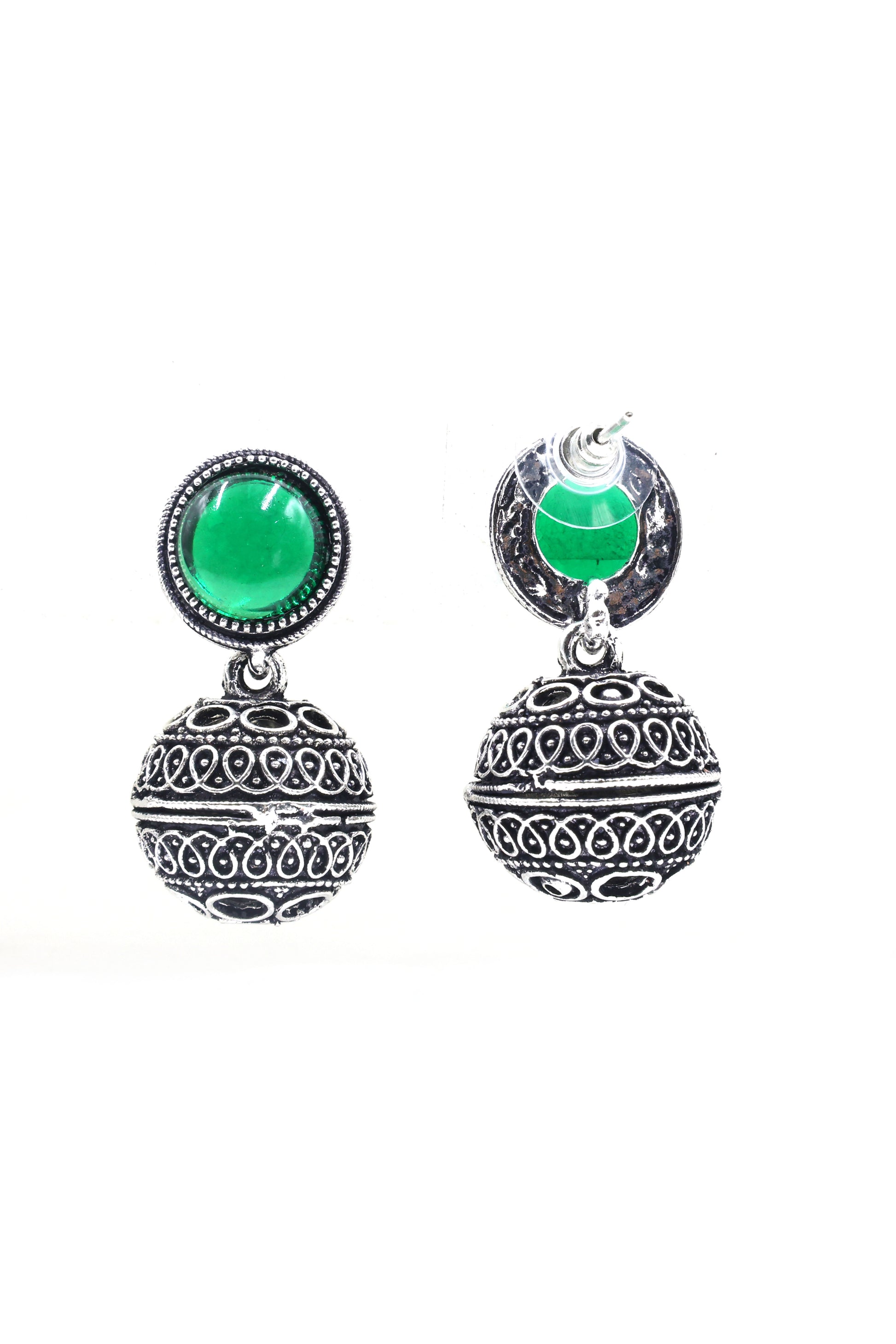 Antique Dome Earrings with Oxidised Plating - Mywishtree