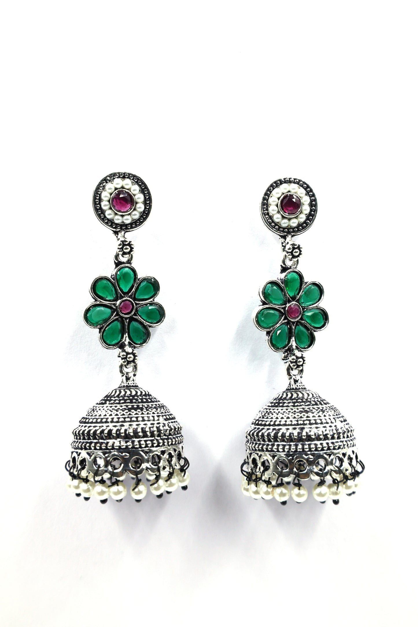 Oxidized Silver Jhumka Earrings - Mywishtree