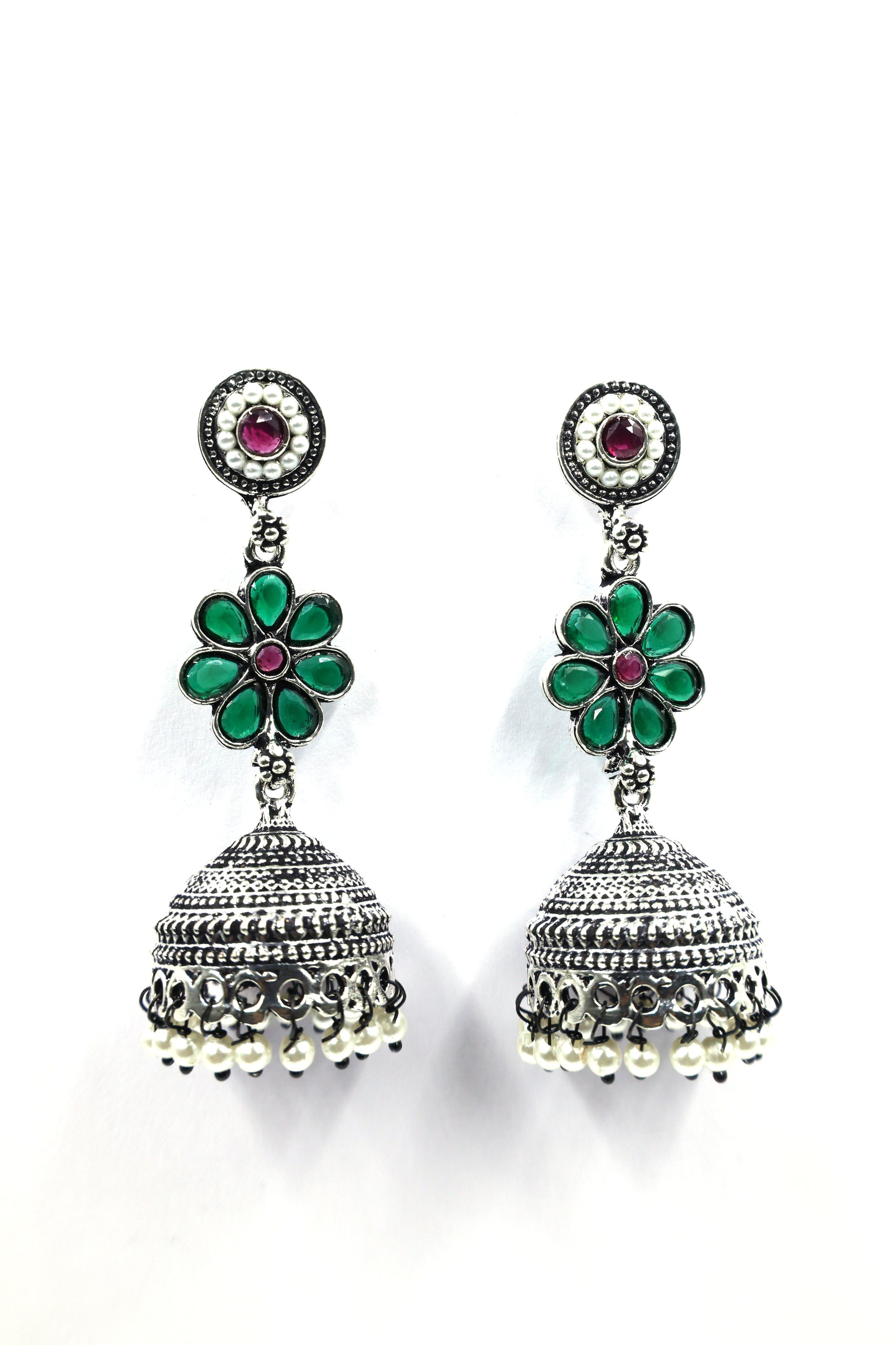Oxidized Silver Jhumka Earrings - Mywishtree