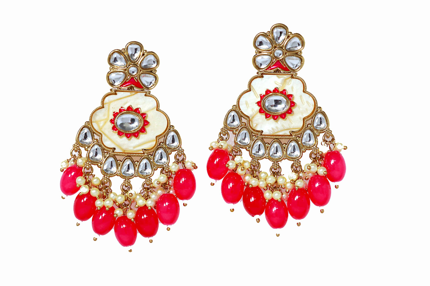 Kundan Beads Earring With Gold Plating - Mywishtree