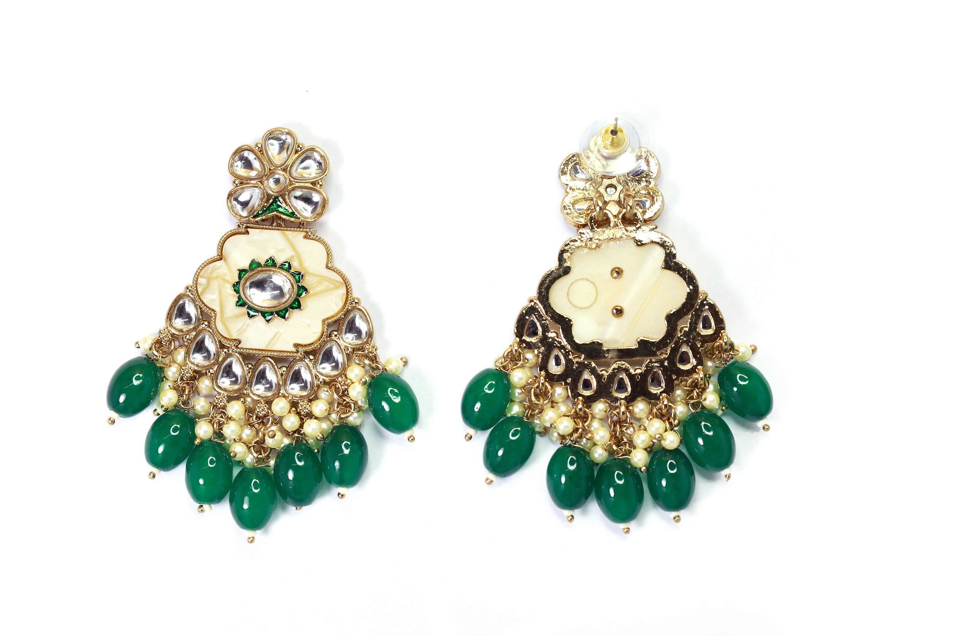 Kundan Beads Earring With Gold Plating - Mywishtree