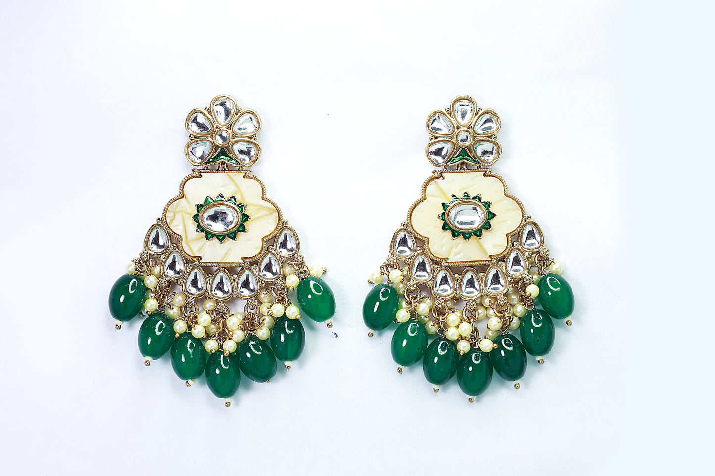 Kundan Beads Earring With Gold Plating - Mywishtree