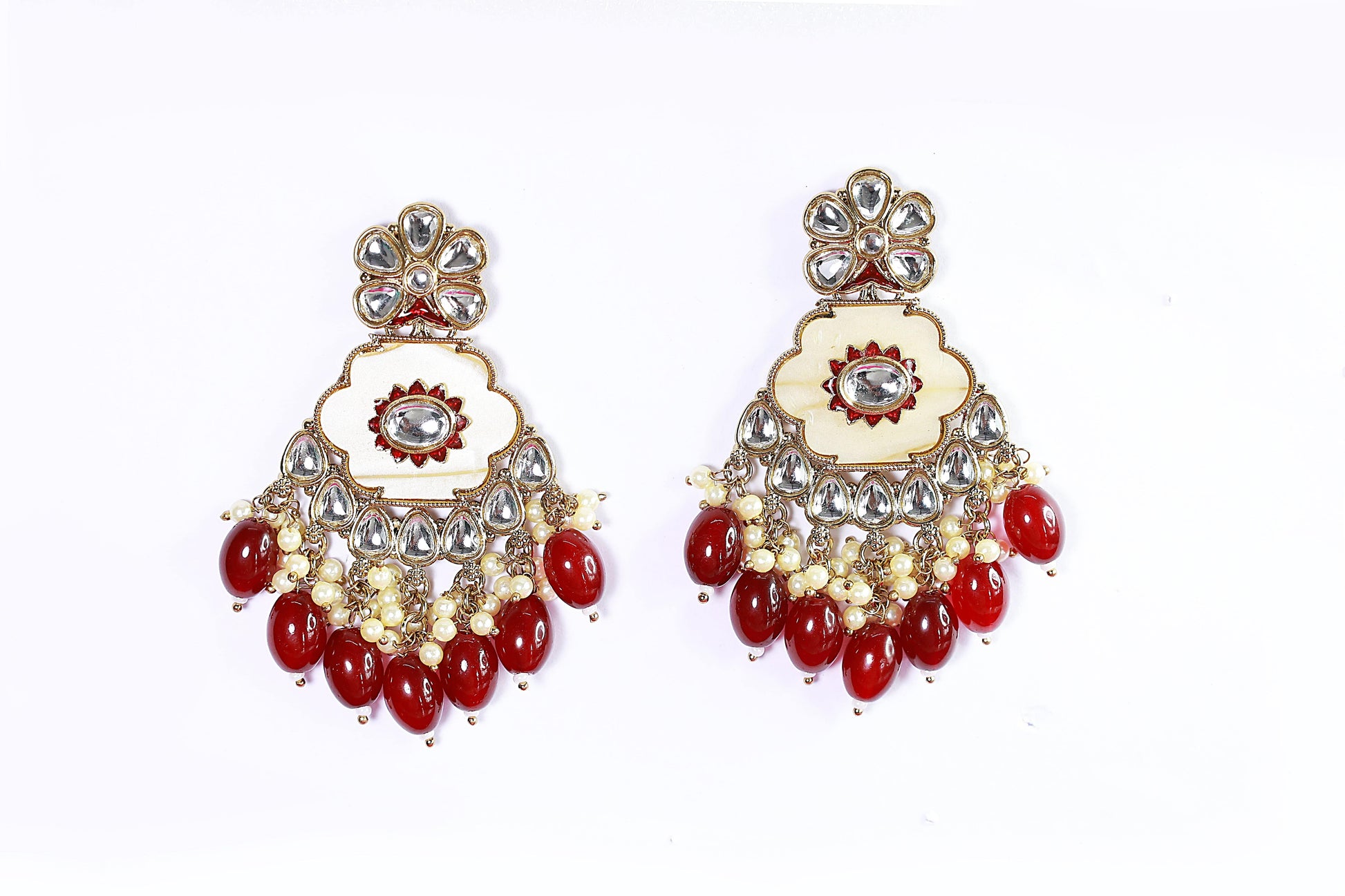 Kundan Beads Earring With Gold Plating - Mywishtree