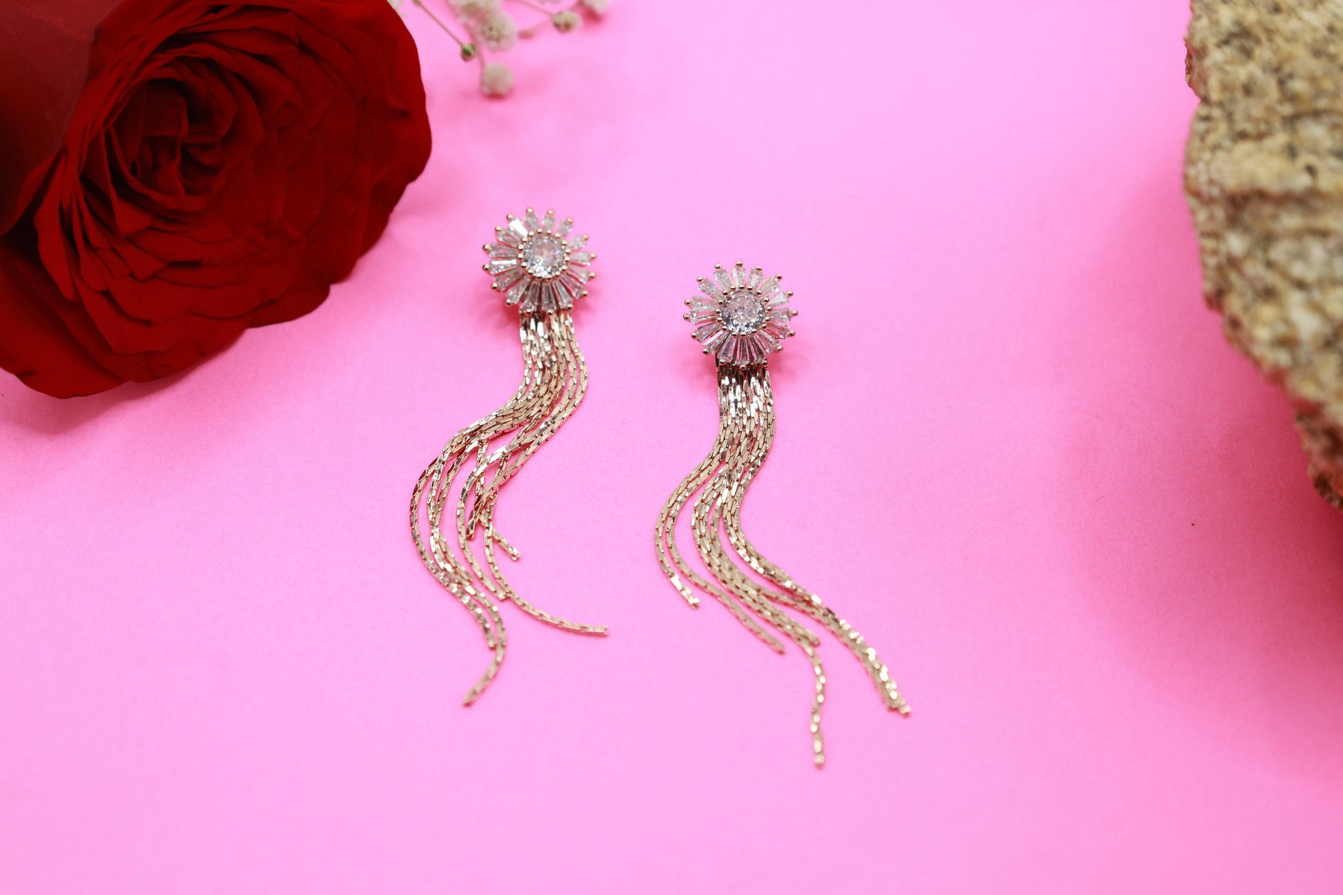 Stone studded Drop Earrings - Mywishtree