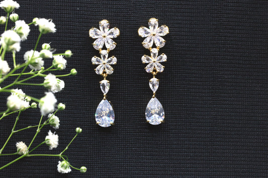 White Stone Drop Earrings - Mywishtree