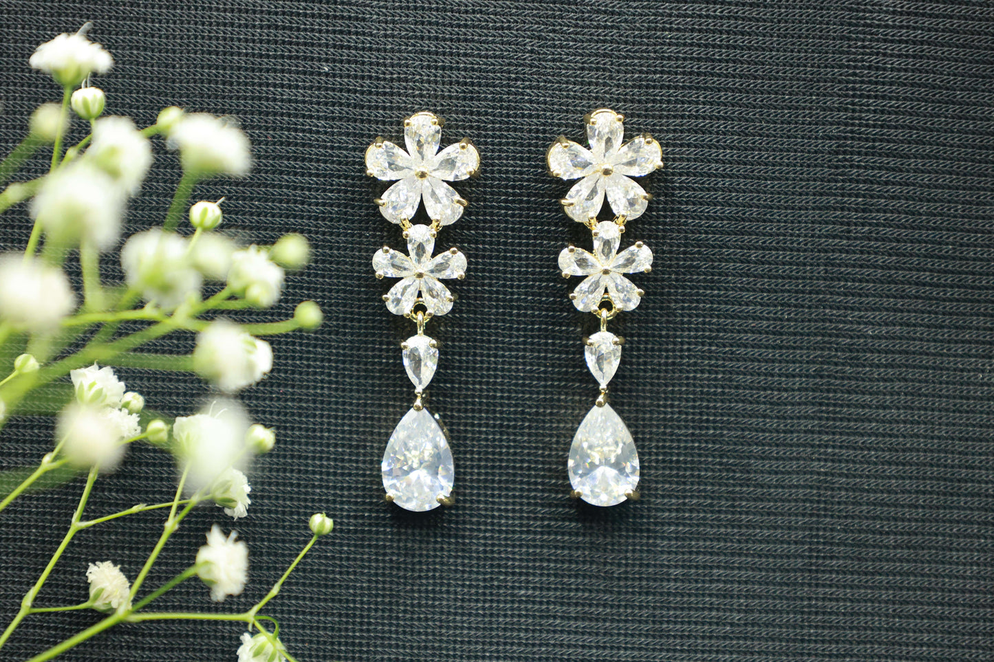 White Stone Drop Earrings - Mywishtree