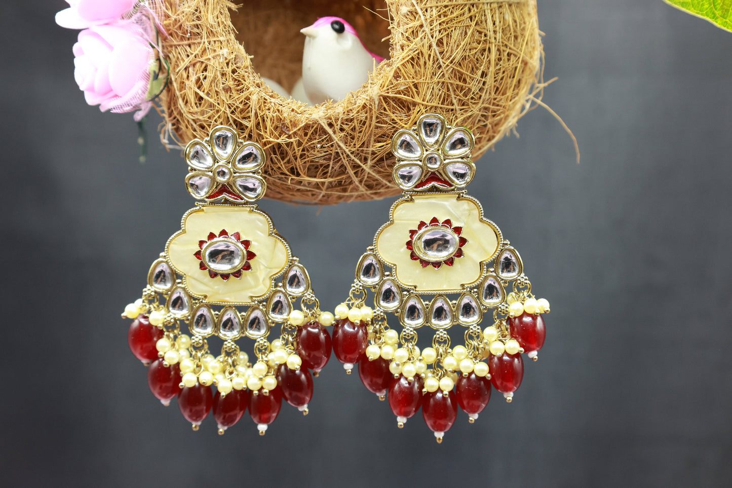 Kundan Beads Earring With Gold Plating - Mywishtree