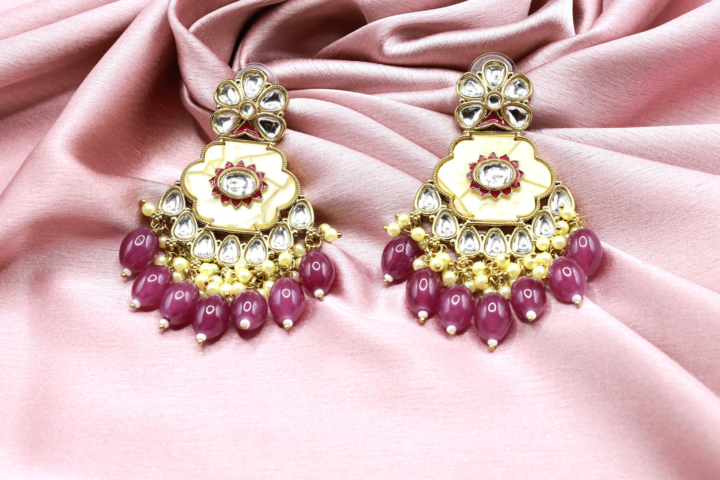 Kundan Beads Earring With Gold Plating - Mywishtree