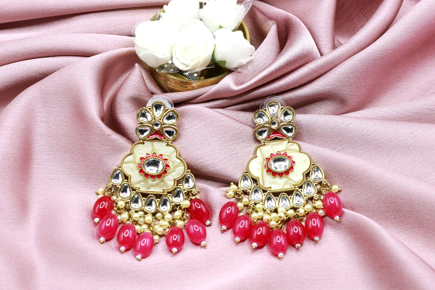 Kundan Beads Earring With Gold Plating - Mywishtree