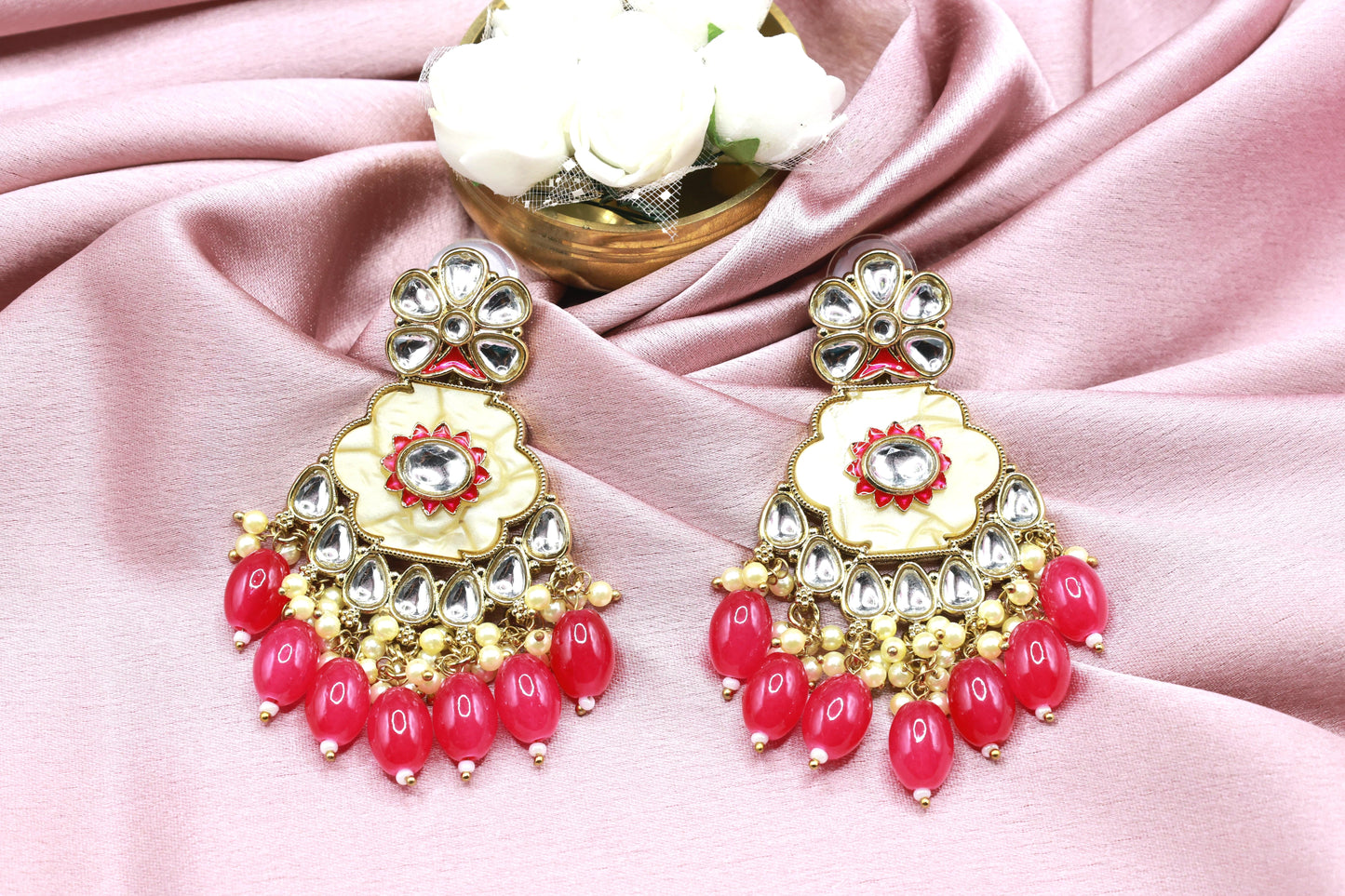 Kundan Beads Earring With Gold Plating - Mywishtree
