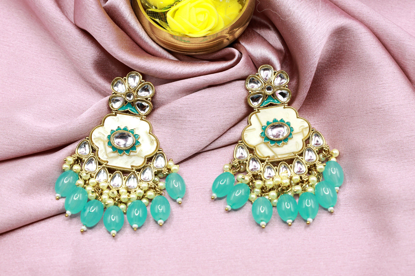 Kundan Beads Earring With Gold Plating - Mywishtree