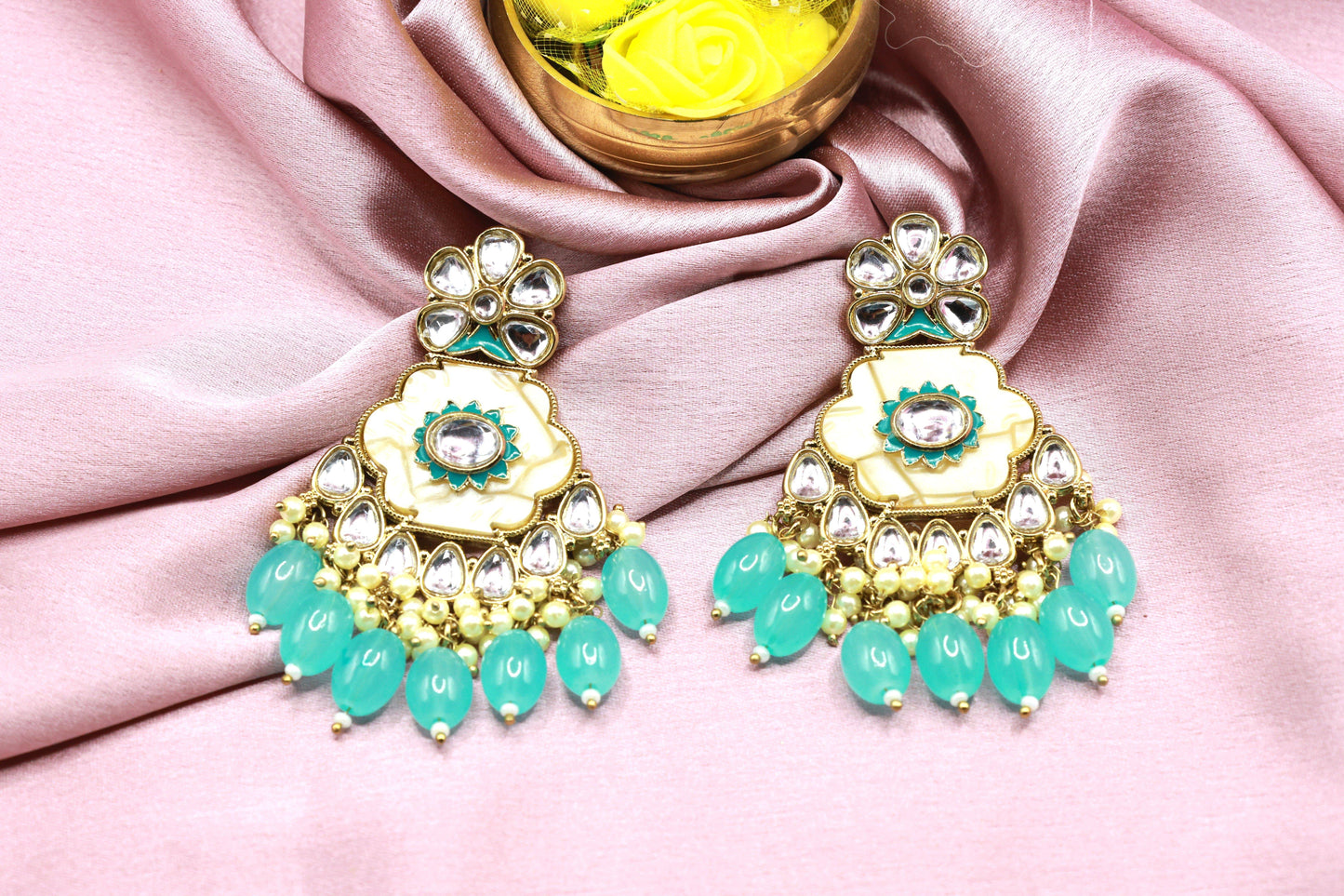 Kundan Beads Earring With Gold Plating - Mywishtree