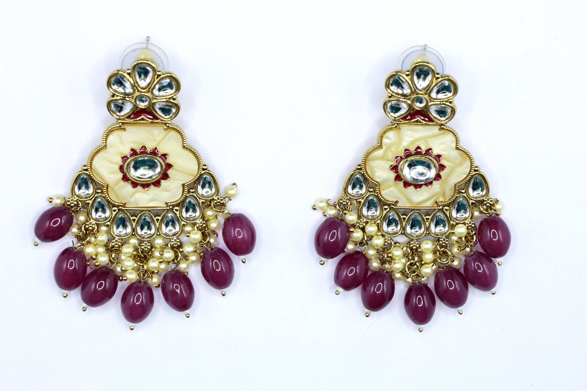 Kundan Beads Earring With Gold Plating - Mywishtree
