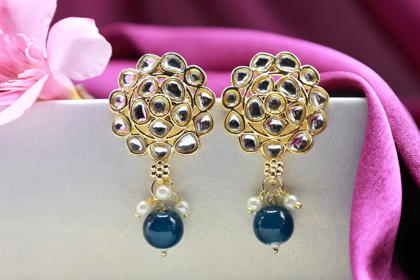 Gold Toned Kundan Studded Drop Earring - Mywishtree