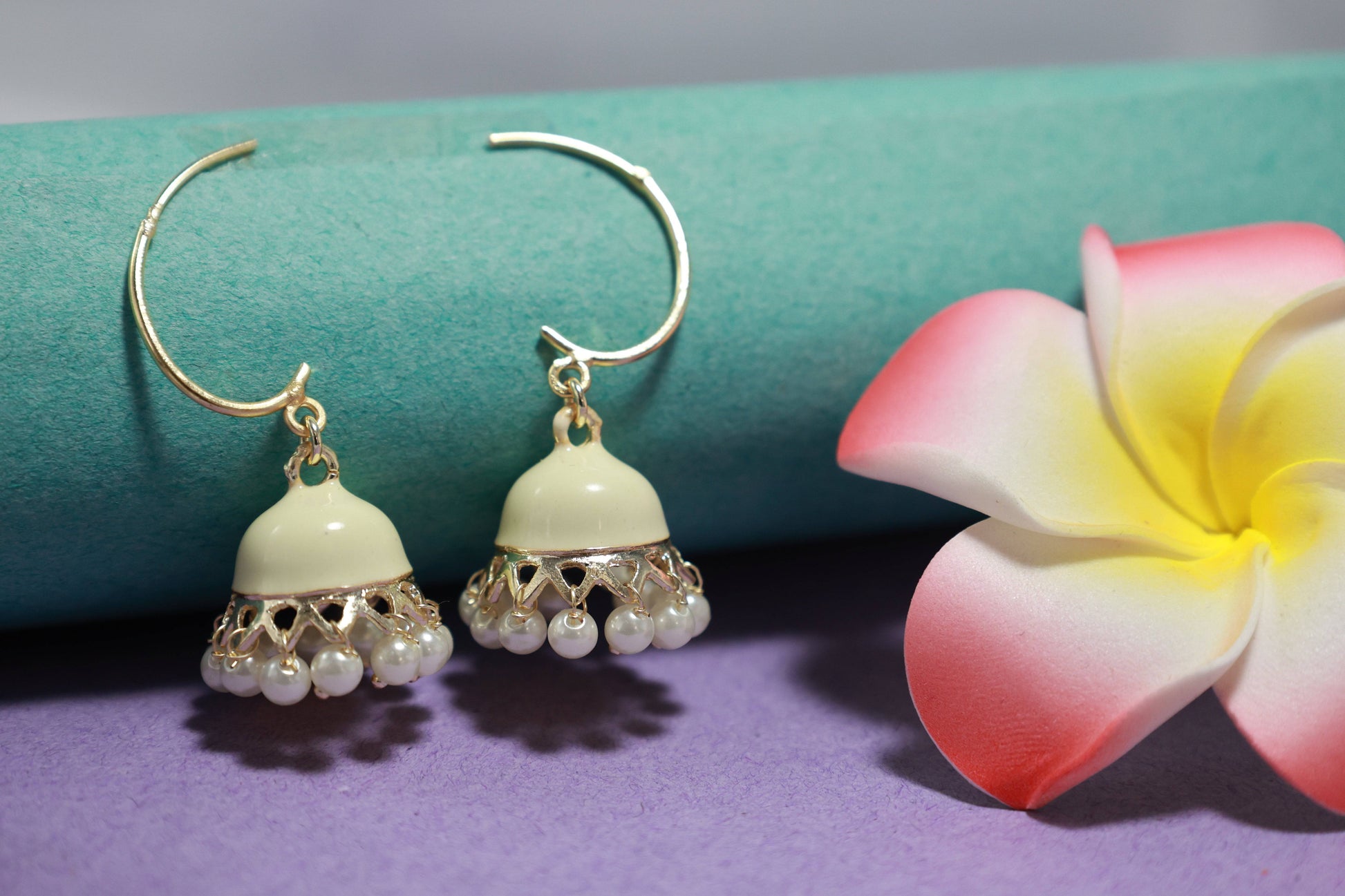 Off-White Dome Enamel Drop Earring - Mywishtree