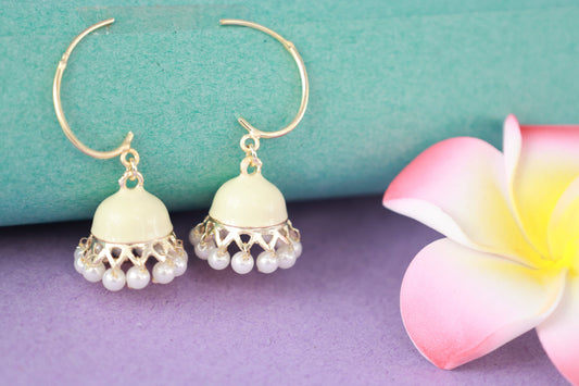 Off-White Dome Enamel Drop Earring - Mywishtree