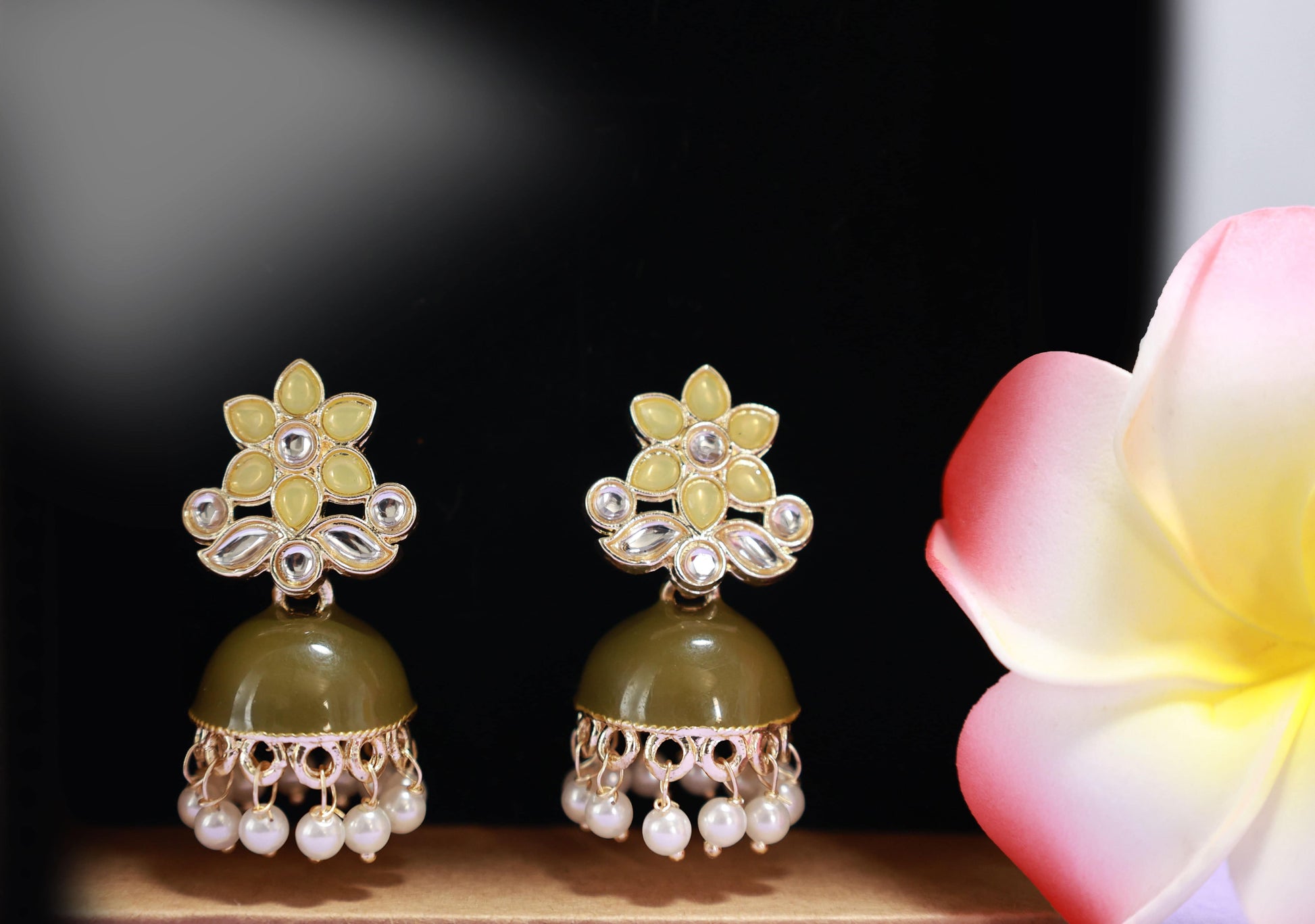 Green Enamel Ethnic Jhumka - Mywishtree