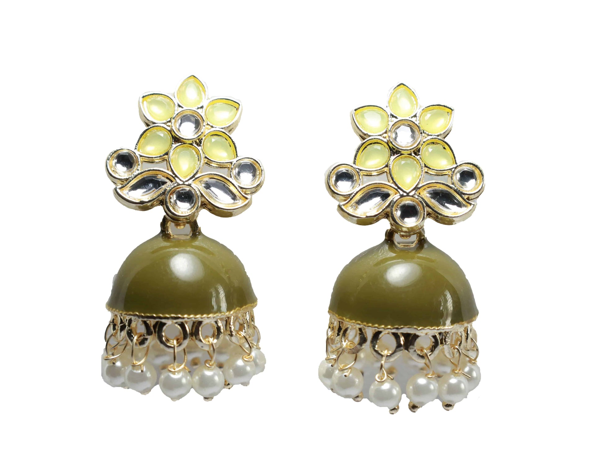 Green Enamel Ethnic Jhumka - Mywishtree
